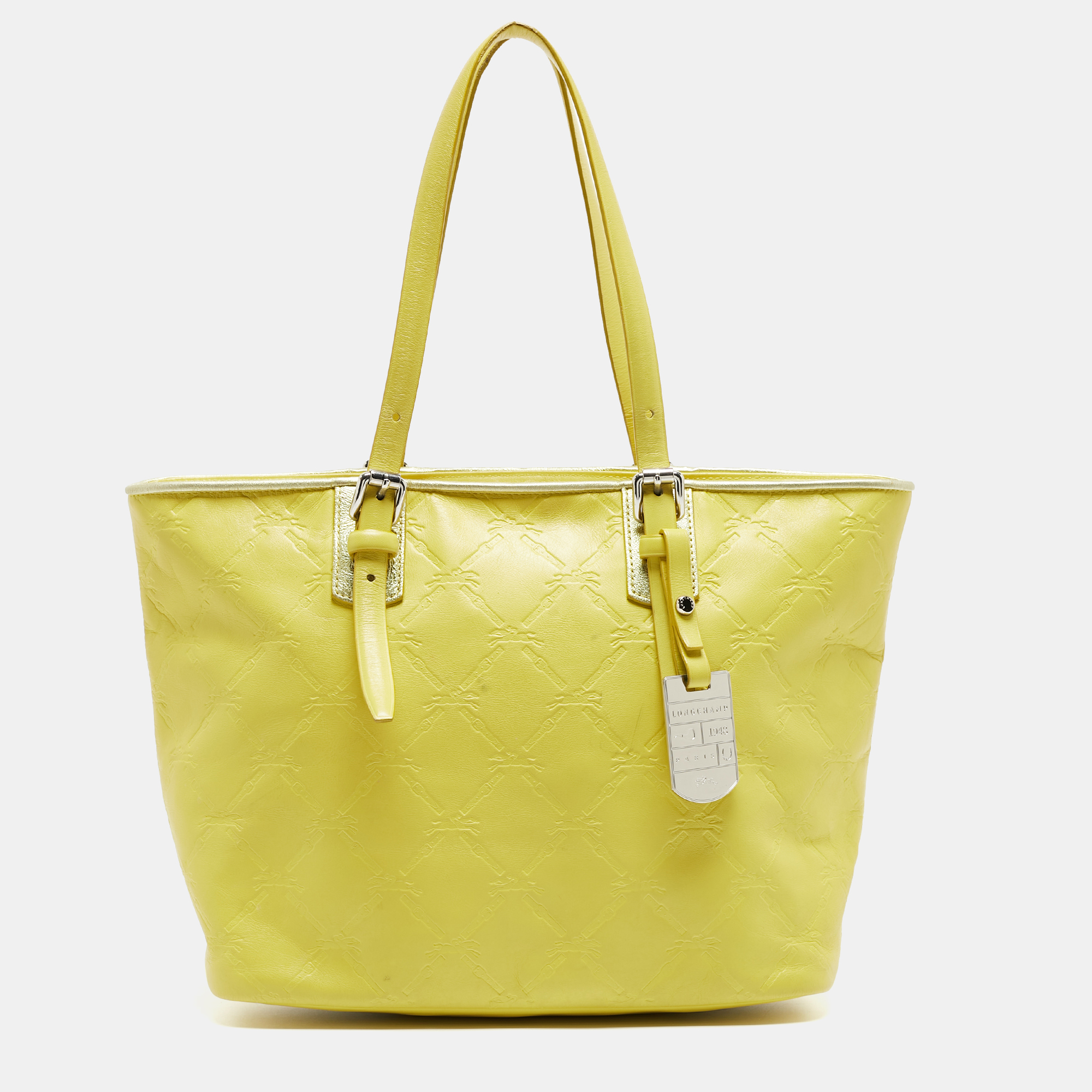 Pre-owned Longchamp Yellow Leather Medium Lm Cuir Shopper Tote