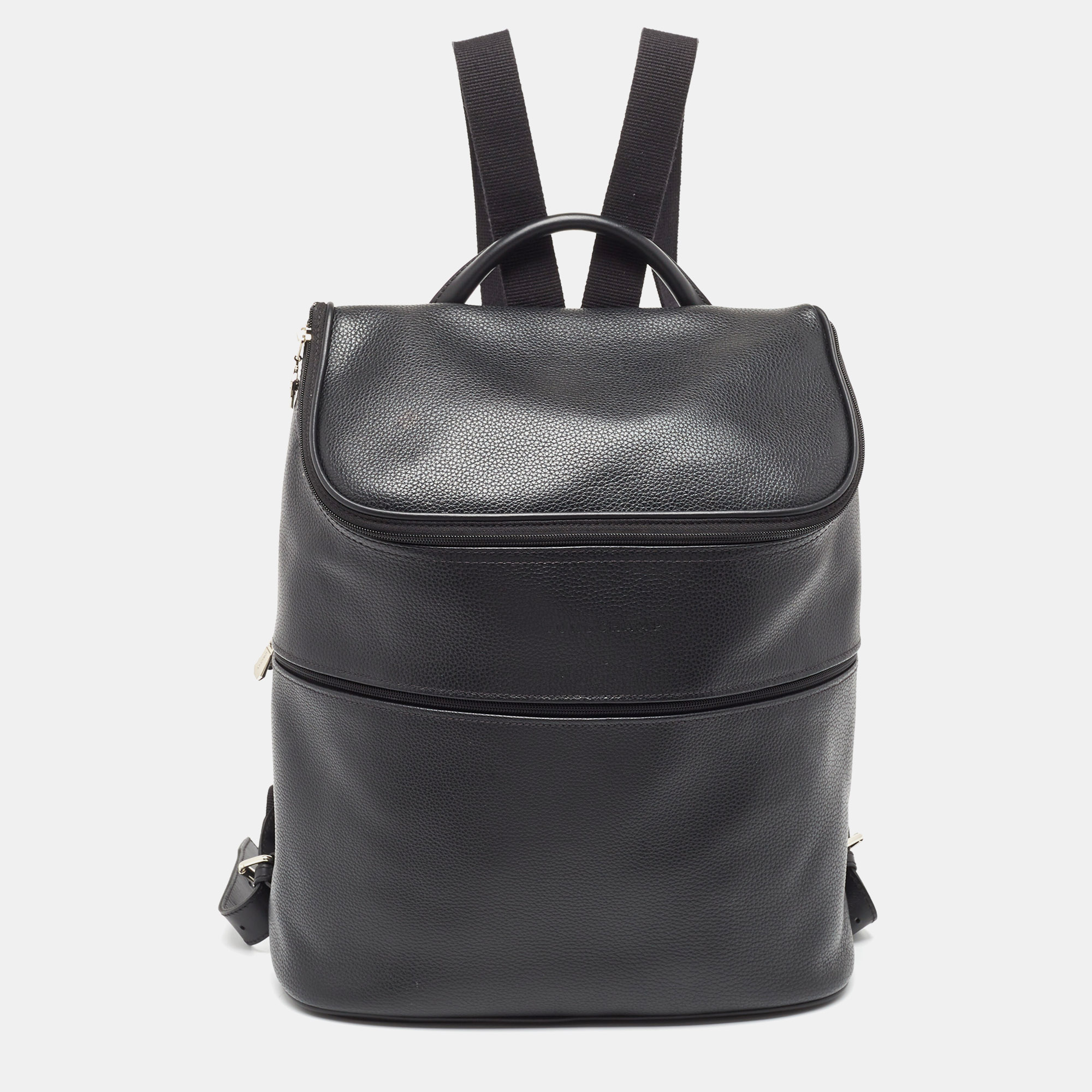 

Longchamp Black Leather Le Foulonne Backpack