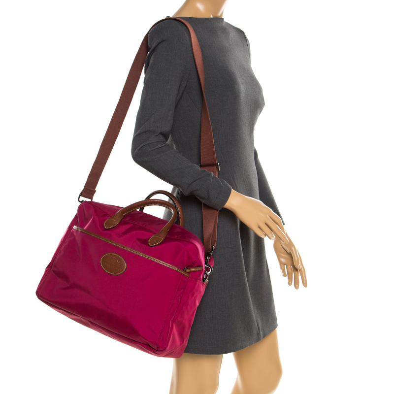 

Longchamp Burgundy/Brown Nylon and Leather Le Pliage Travel Bag