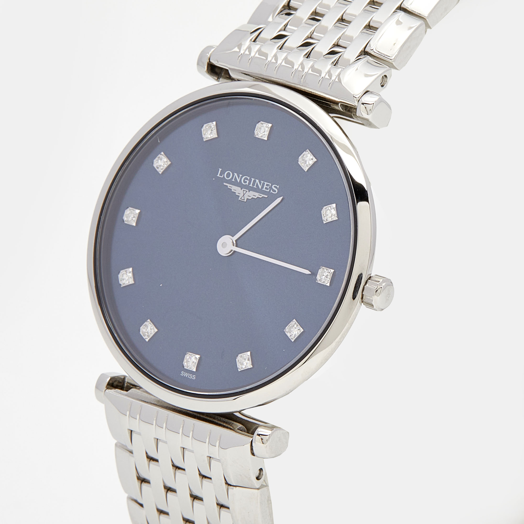 

Longines Sunray Blue Stainless Steel Diamond La Grande Classique De Longines L4.512.4.97.6 Women's Wristwatch, Silver