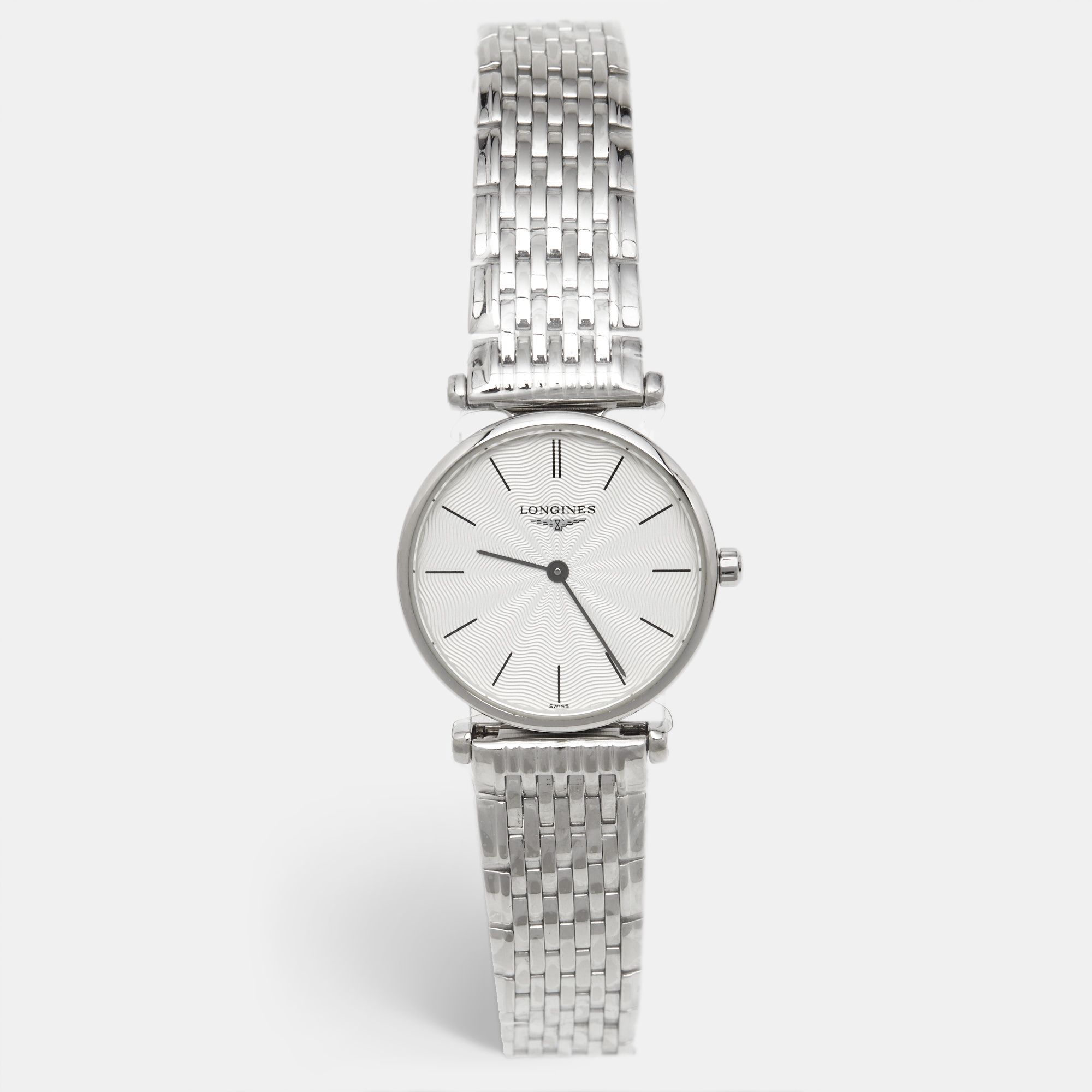 Pre-owned Longines L42094716 Women's Wristwatch 24 Mm In Silver