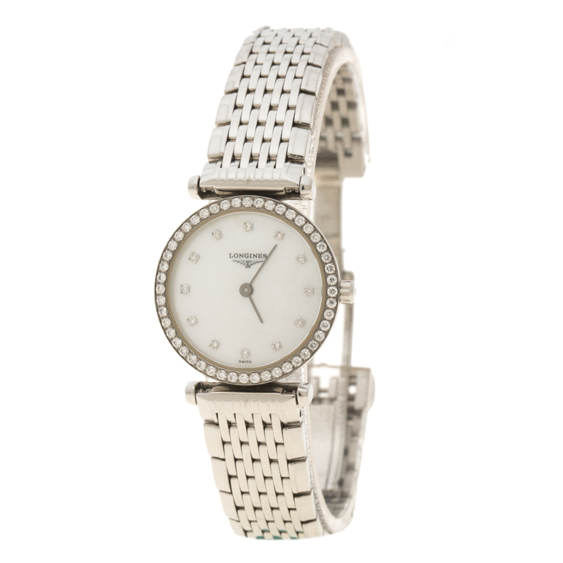 Longines White Mother of Pearl Stainless Steel La Grande Classique de Longines Women's Wristwatch 24 mm