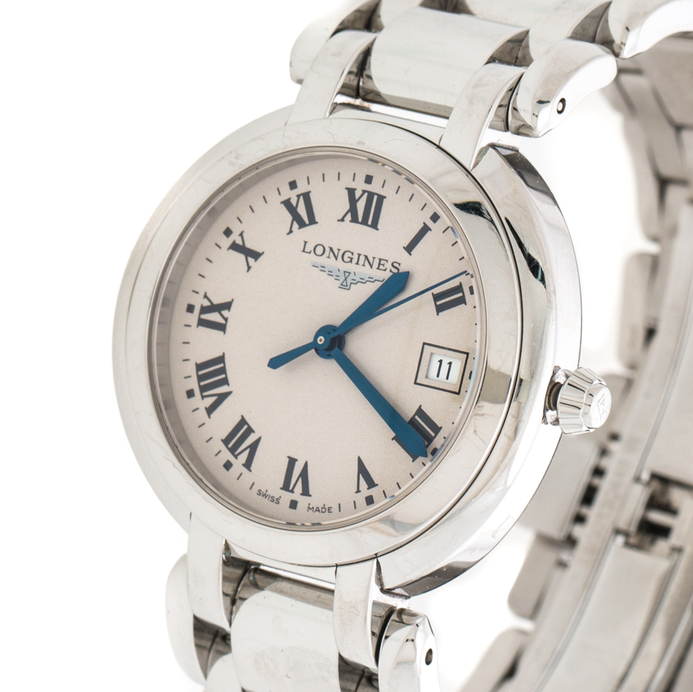 

Longines Cream Stainless Steel Primaluna L8.112.4.71.6 Women's Wristwatch, Silver