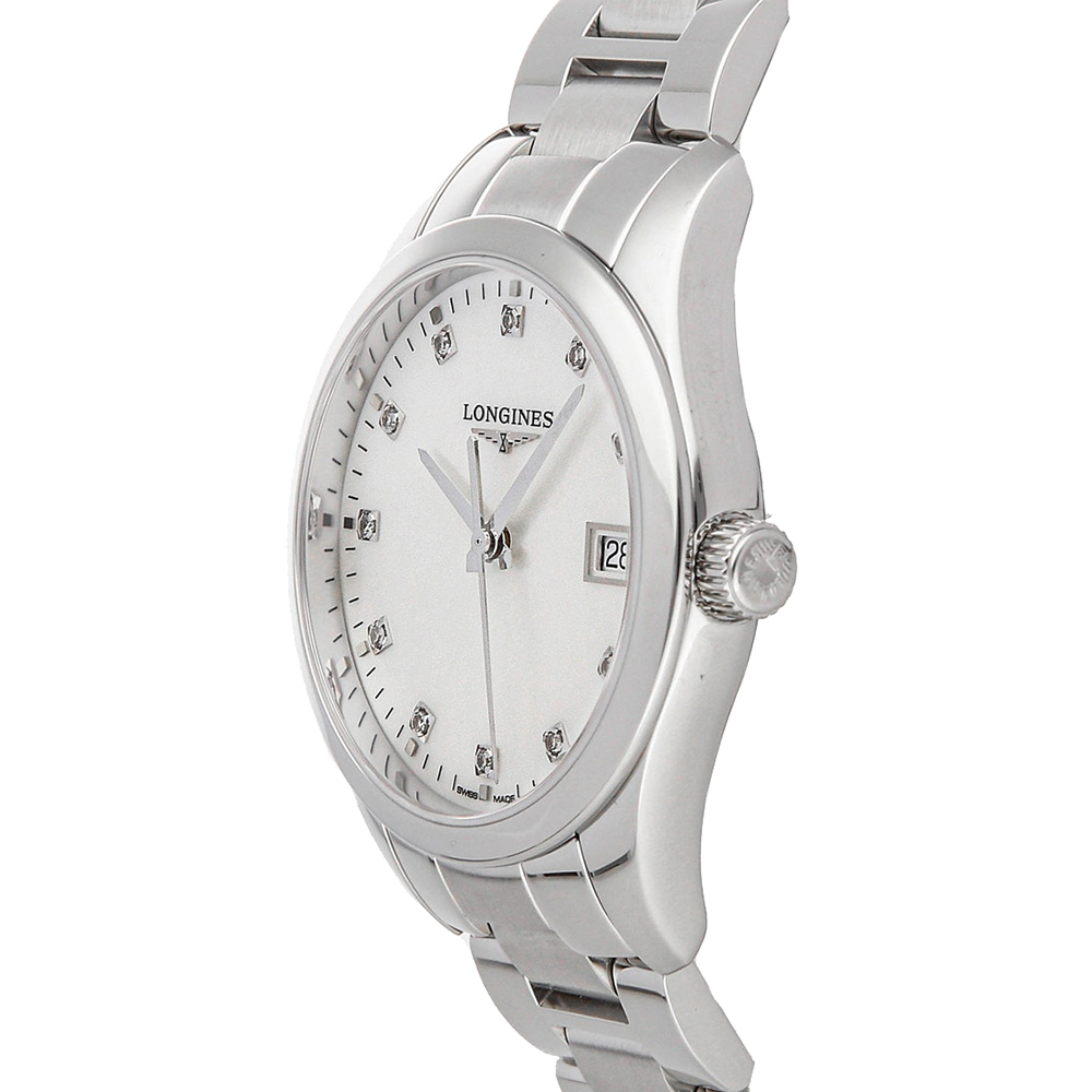 

Longines MOP Diamonds Stainless Steel Conquest Classic L2.386.4.87.6 Women's Wristwatch, White