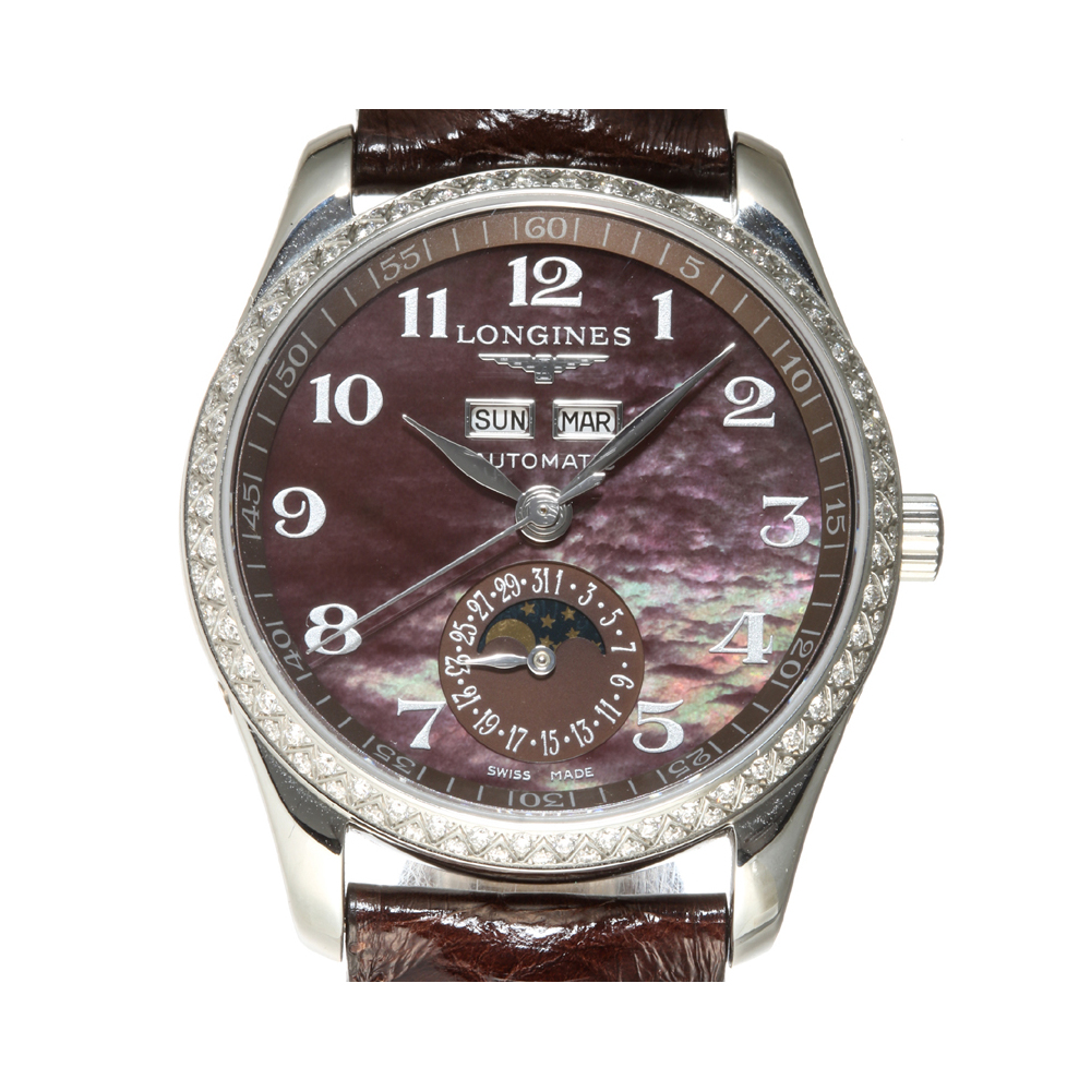 Click to view more detailed imagery on our partner's website Pre-owned Longines Purple Diamonds Stainless Steel Master Collection L2.503.0 Women's Wristwatch 36 Mm