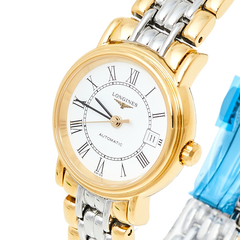 

Longines White Two-Tone Stainless Steel Présence L4.321.2.11.7 Women's Wristwatch, Gold