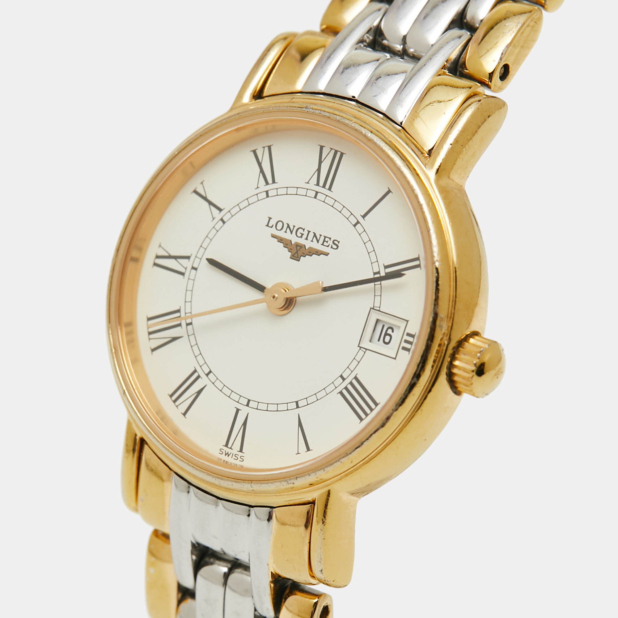 

Longines White Two-Tone Stainless Steel Presence L4.220.2.12.7 Women's Wristwatch, Silver