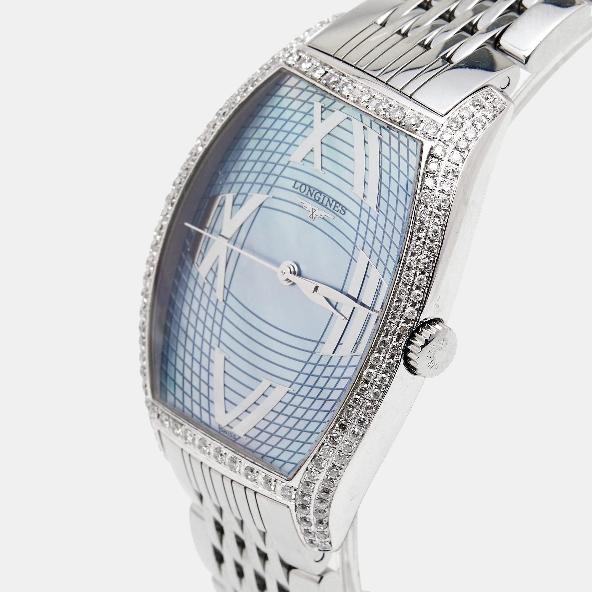 

Longines Mother of Pearl Stainless Steel Diamonds Evidenza L2.655.4 Women's Wristwatch, Blue