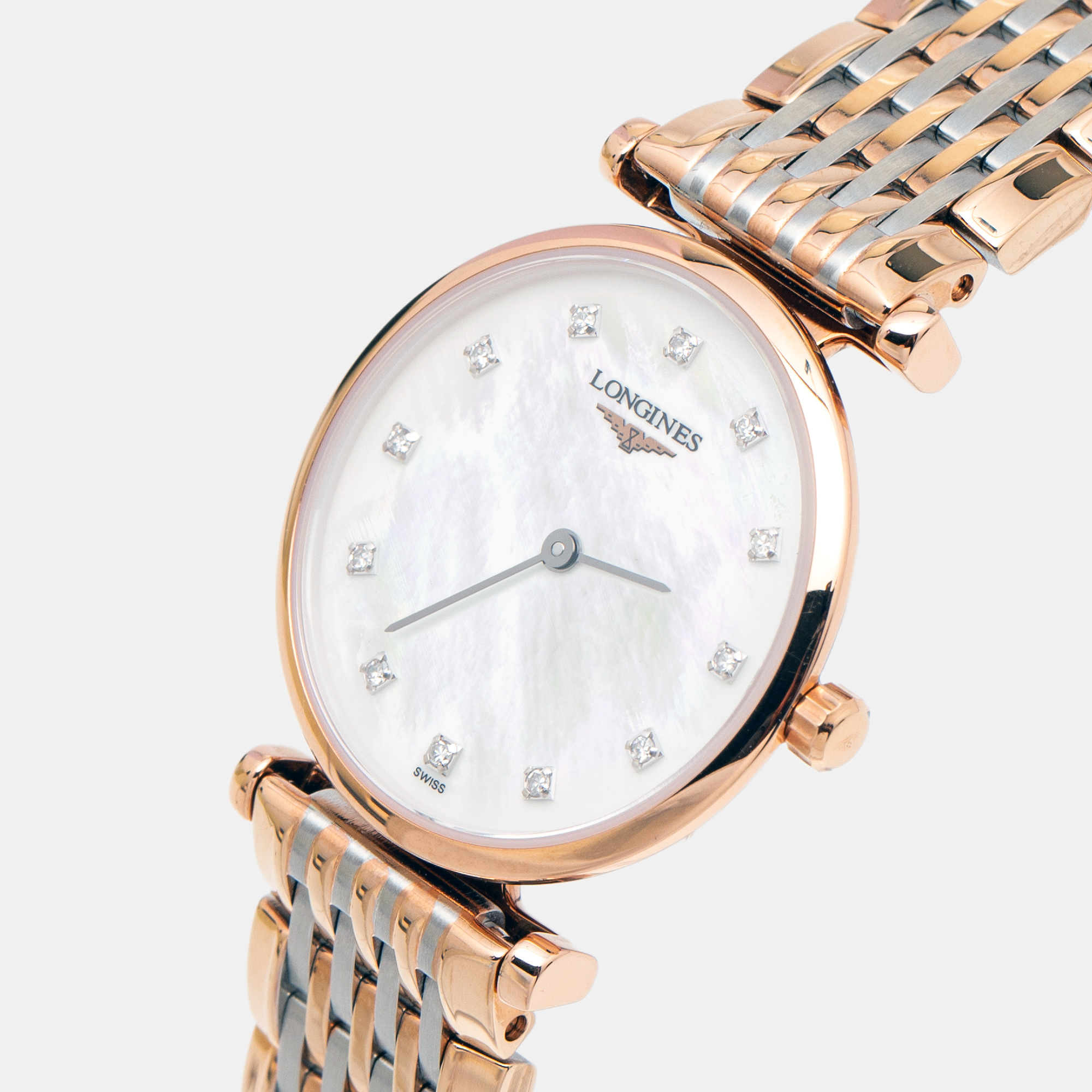 

Longines Mother Of Pearl Diamond Two-Tone Stainless Steel La Grande Classique L4.209.1.97.7 Women's Wristwatch, Gold