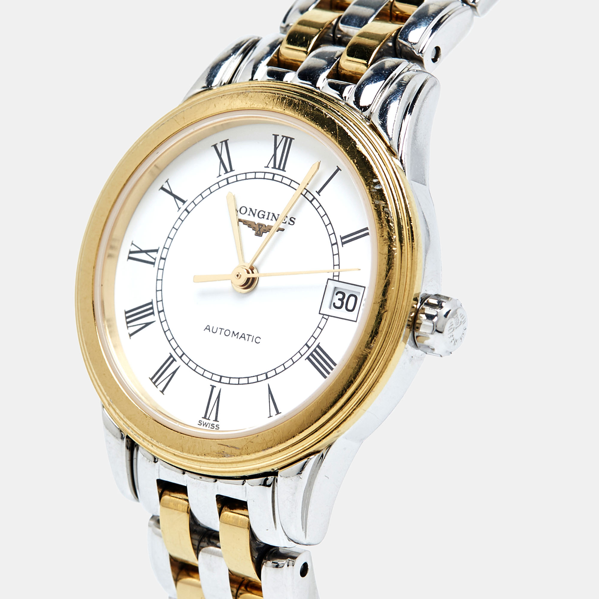 

Longines White Two Tone Stainless Steel Flagship L42743217 Women's Wristwatch