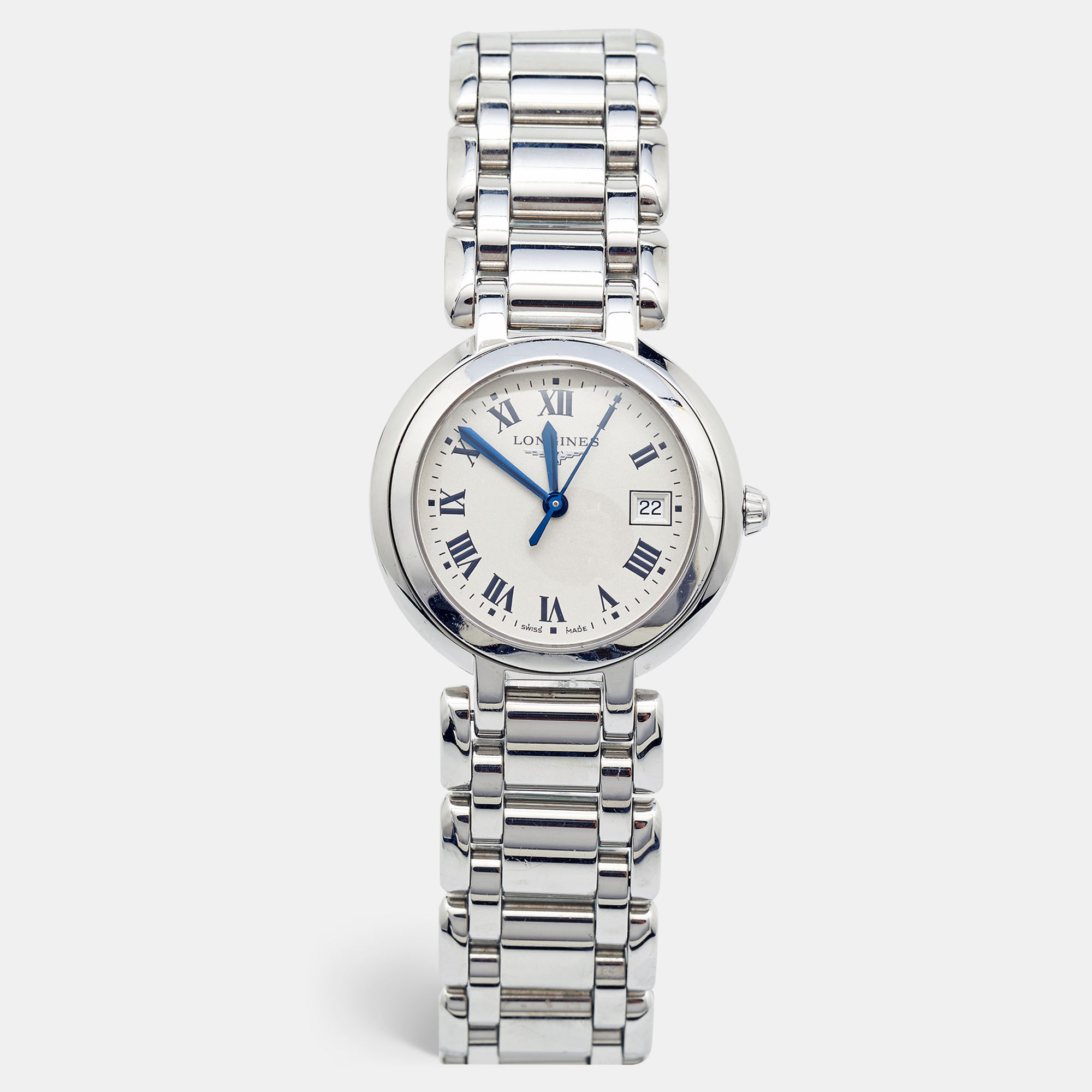 Pre-owned Longines Silver Stainless Steel Primaluna L8.112.4.71.6 Women's Wristwatch 30 Mm