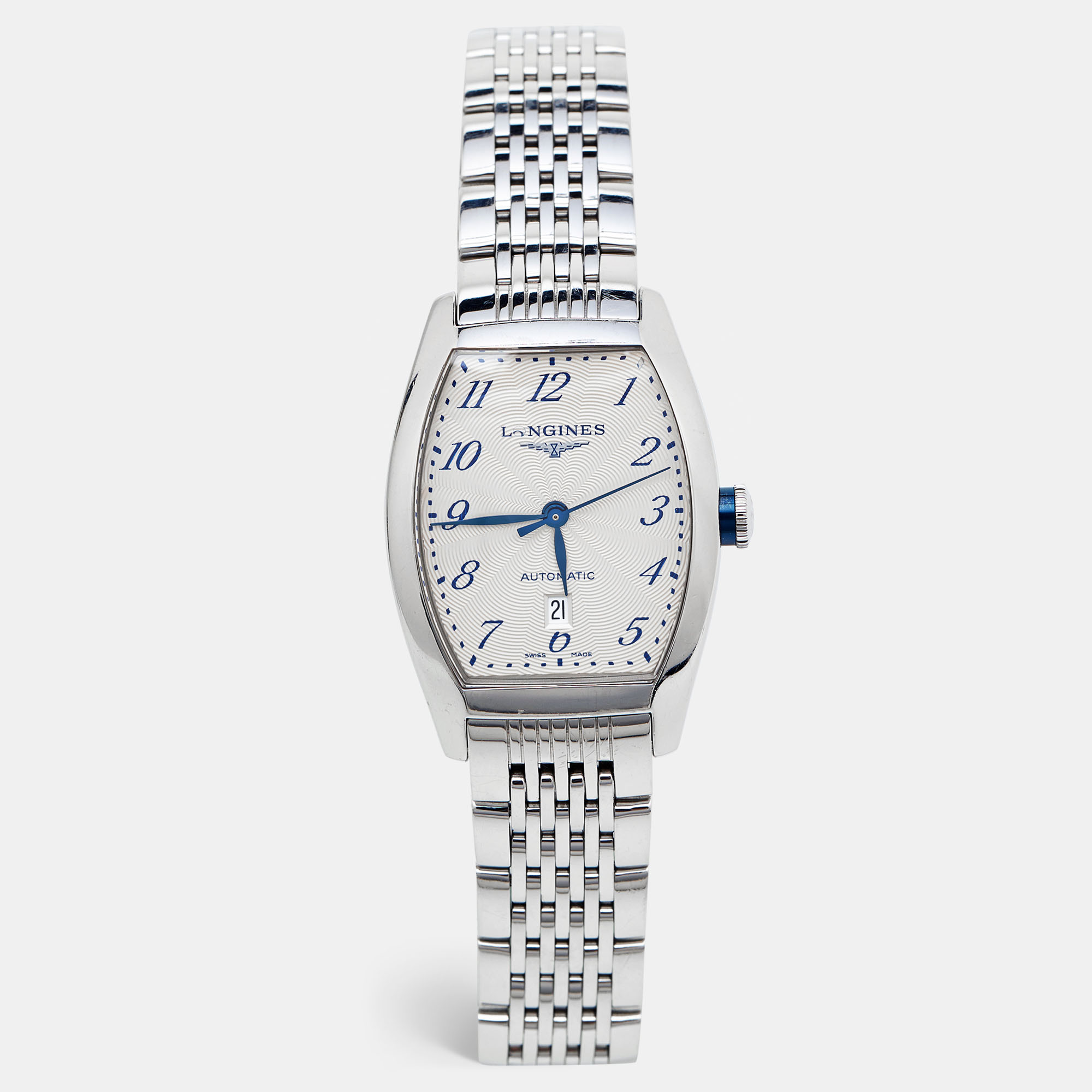 

Longines Opaline White Guilloche Stainless Steel Evidenza L2.142.4.73.6 Women's Wristwatch, Silver