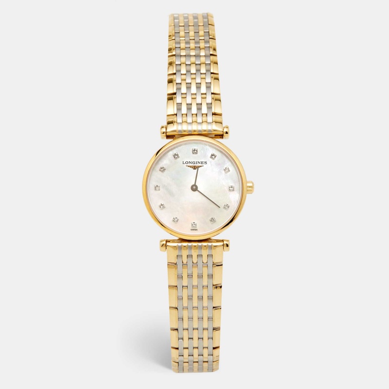 

Longines Mother of Pearl Diamond Two Tone Stainless Steel La Grande Classique L4.209.2.87.7 Women's Wristwatch, White