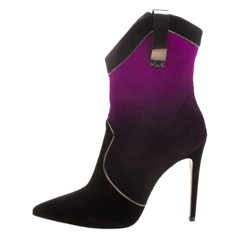 

Loriblu Purple/Black Ombre Pony Hair High Heel Boots Size