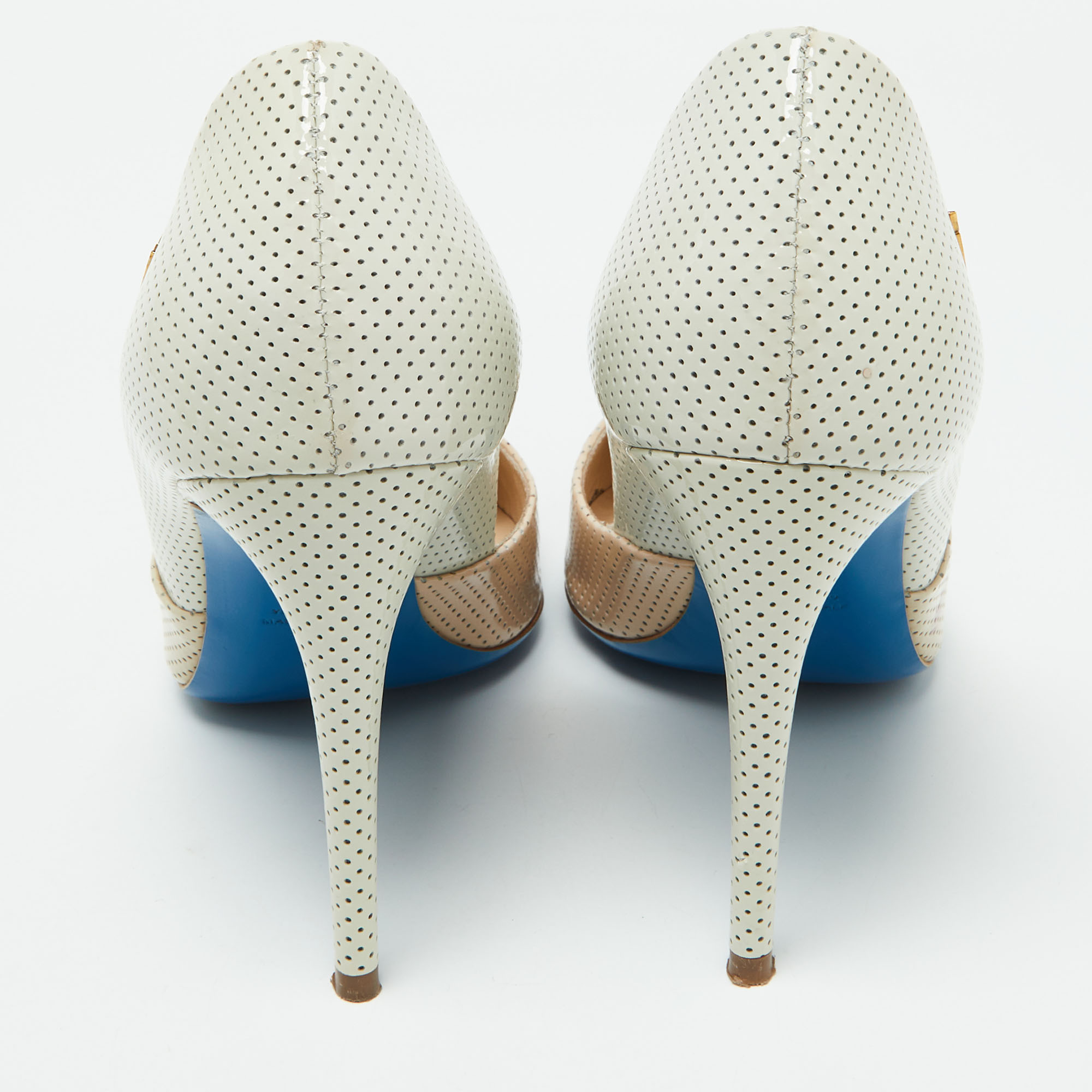 Loriblu Tri Color Perforated Patent Leather Pointed Toe Pumps Size 39 