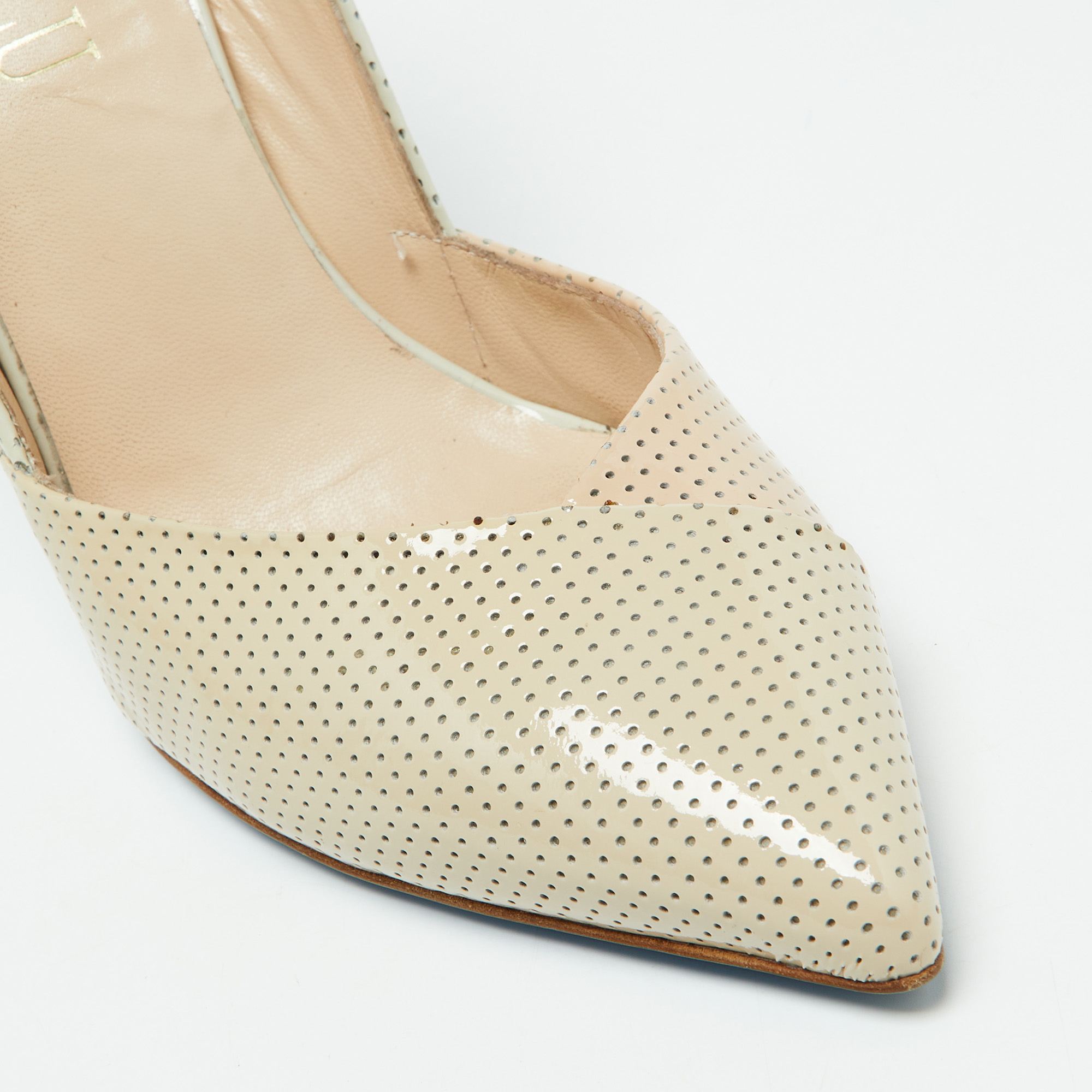 Loriblu Tri Color Perforated Patent Leather Pointed Toe Pumps Size 39 