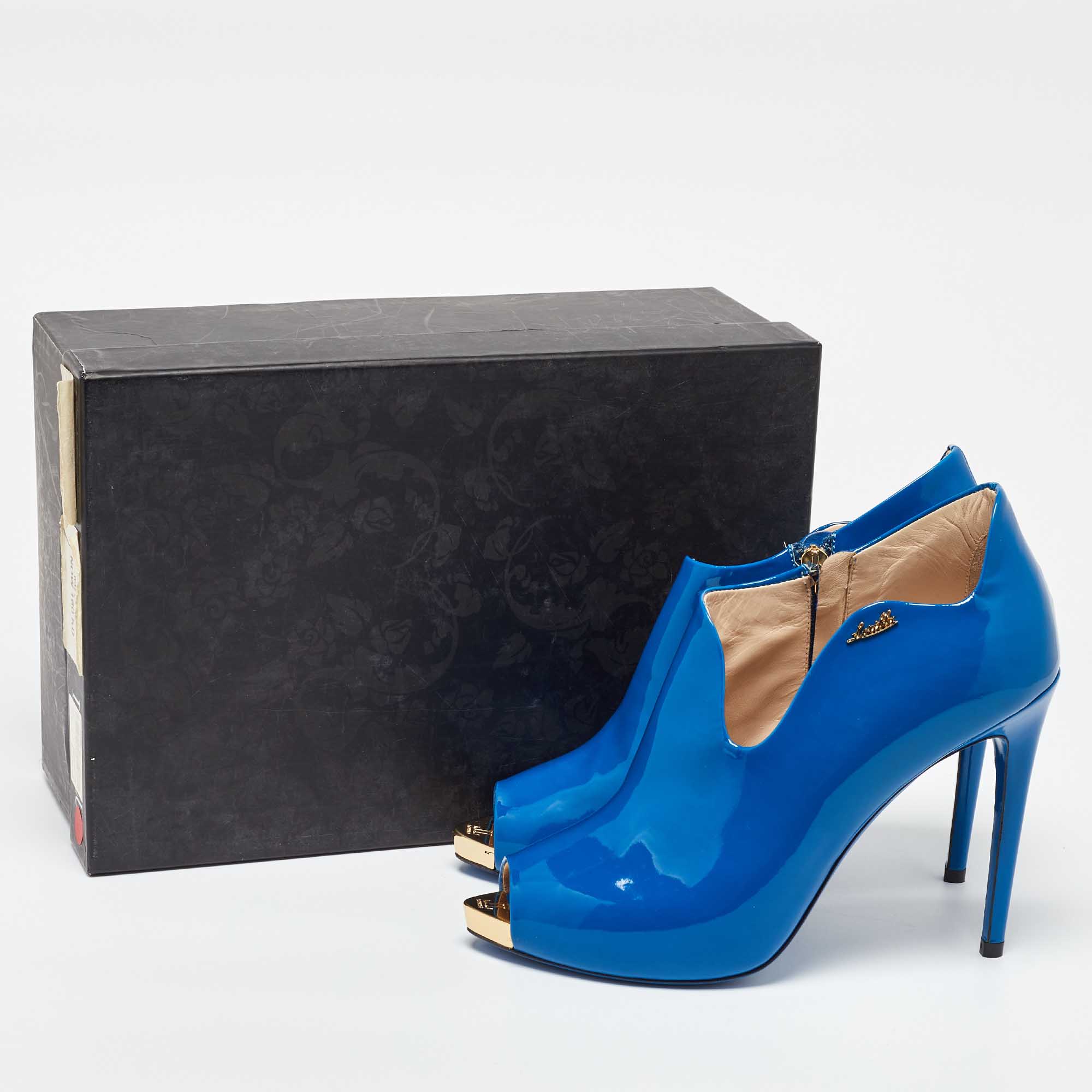 Loriblu Blue Patent Leather Peep Toe Pumps 39 