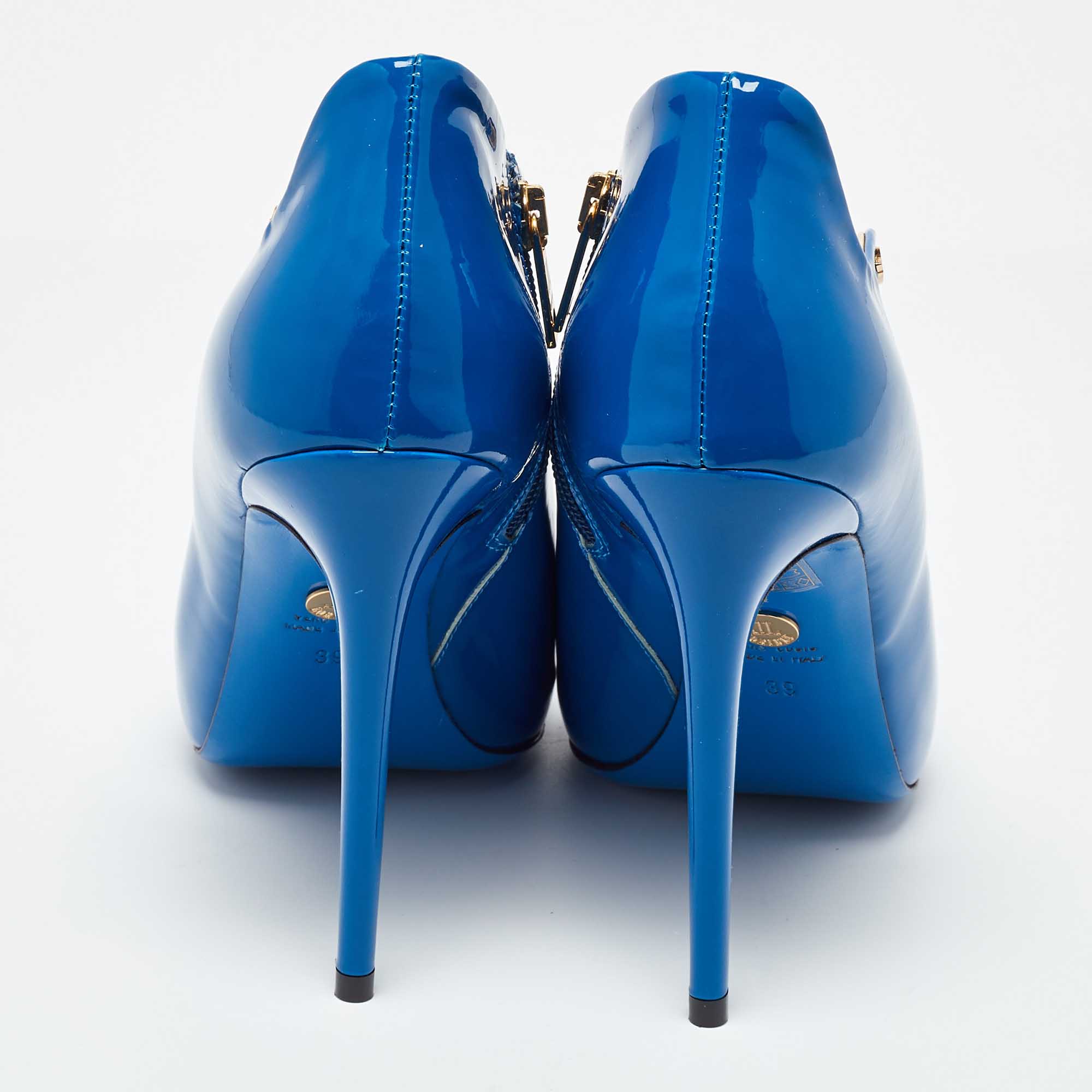 Loriblu Blue Patent Leather Peep Toe Pumps 39 