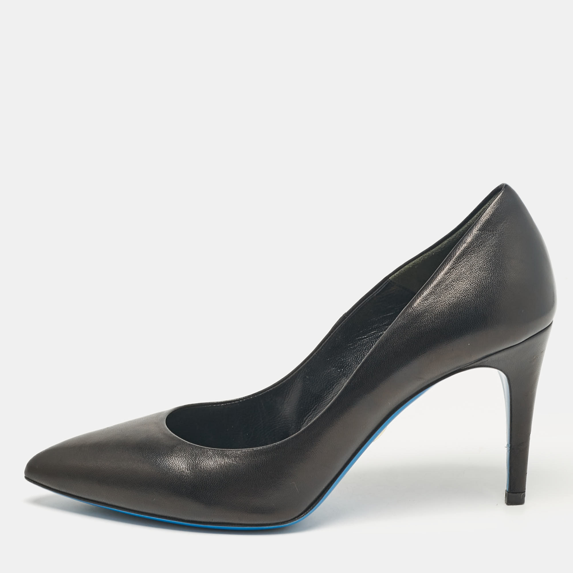 

Loriblu Black Leather Pointed Toe Pumps Size