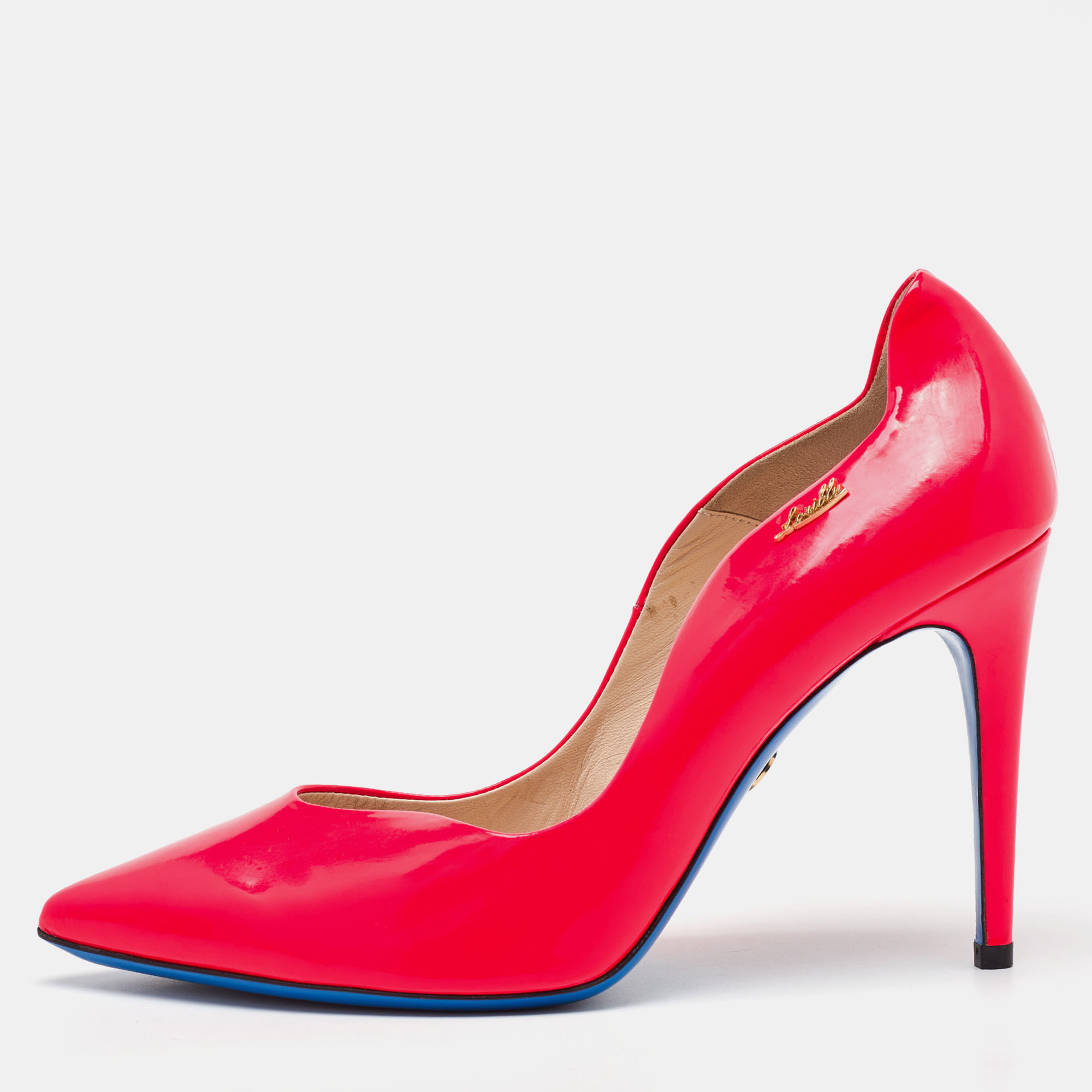 

Loriblu Bright Pink Patent Leather Pointed Toe Pumps Size