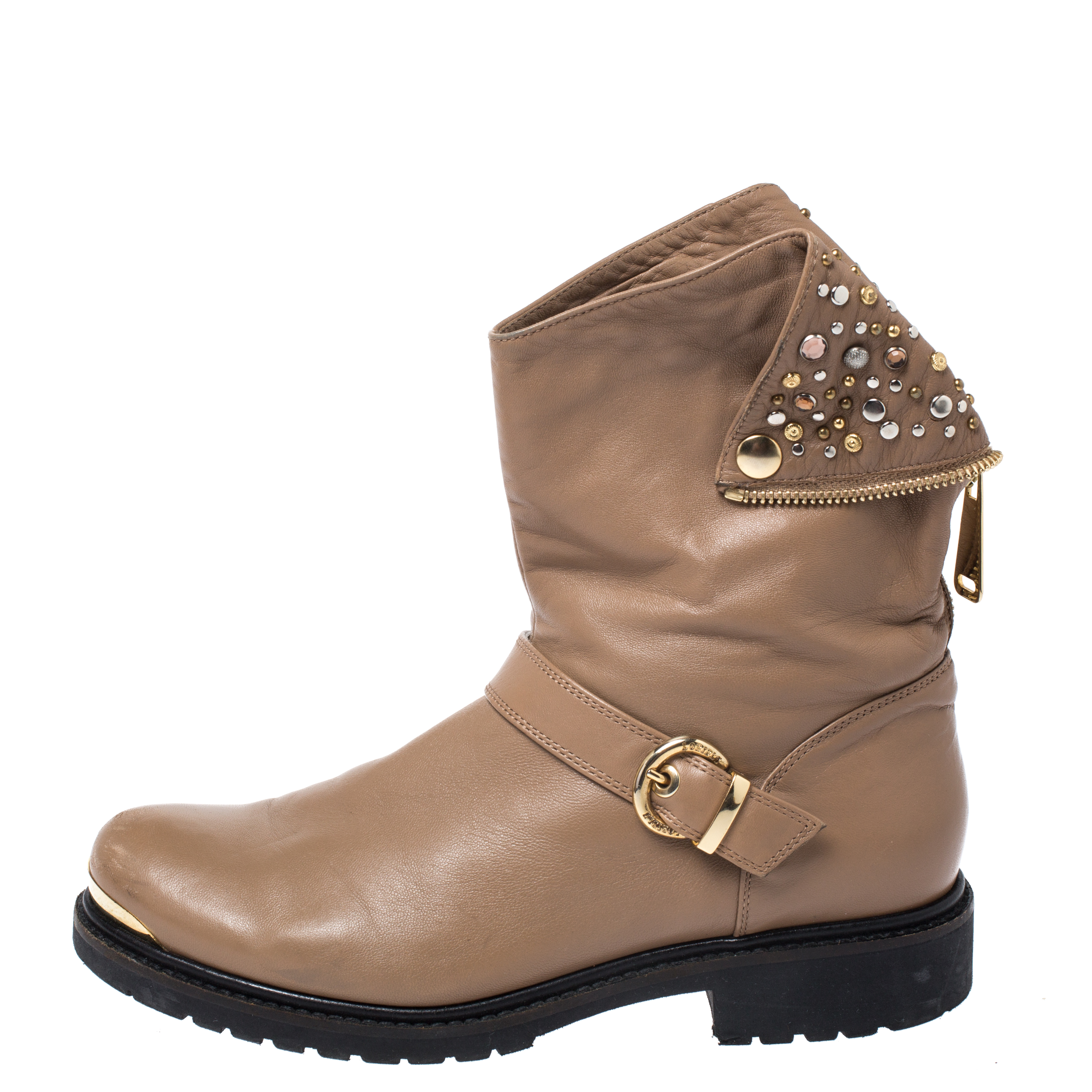 

Loriblu Brown Studded Leather Buckle Ankle Length Boot Size