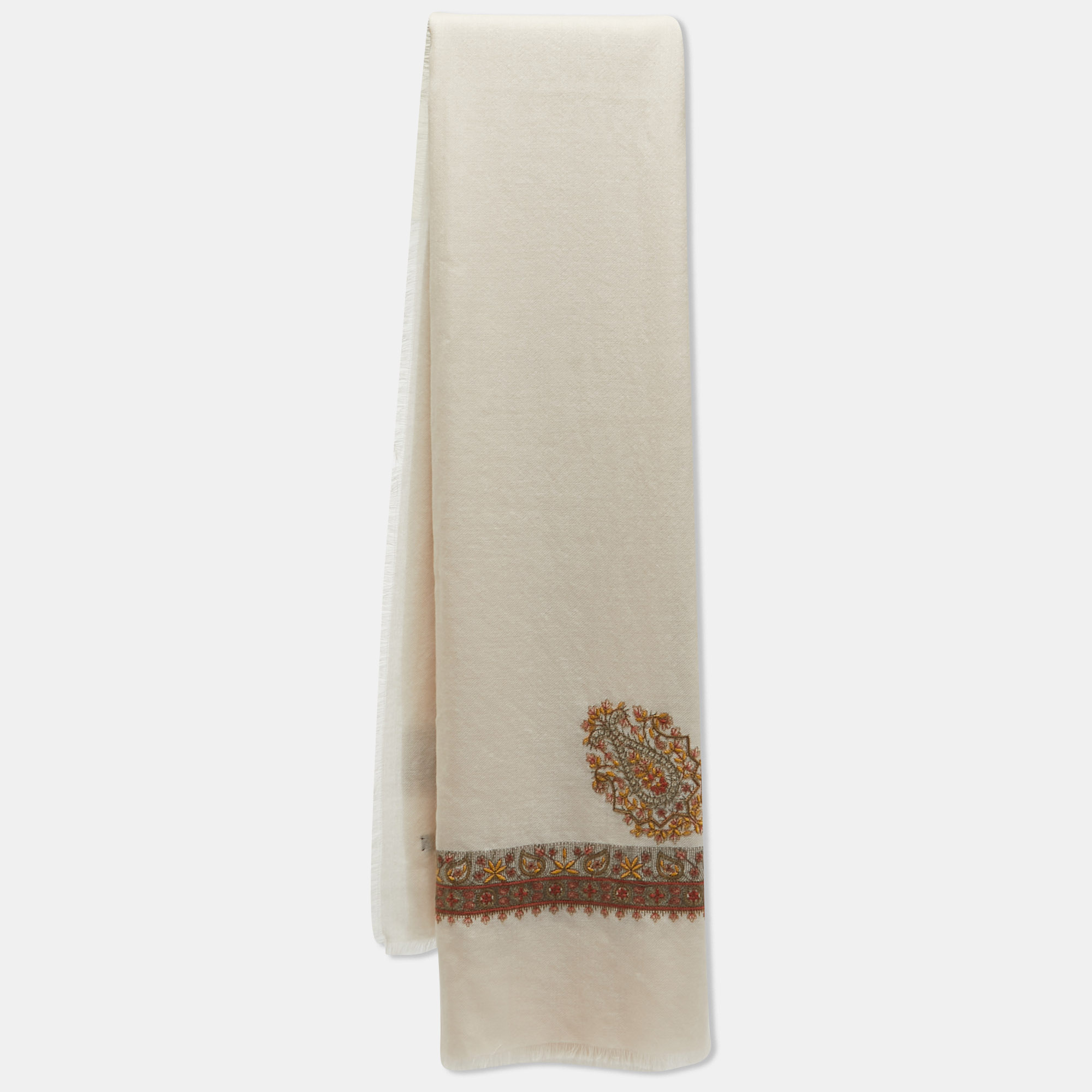 

Loro Piana Cream Cashmere Flowery Shawl