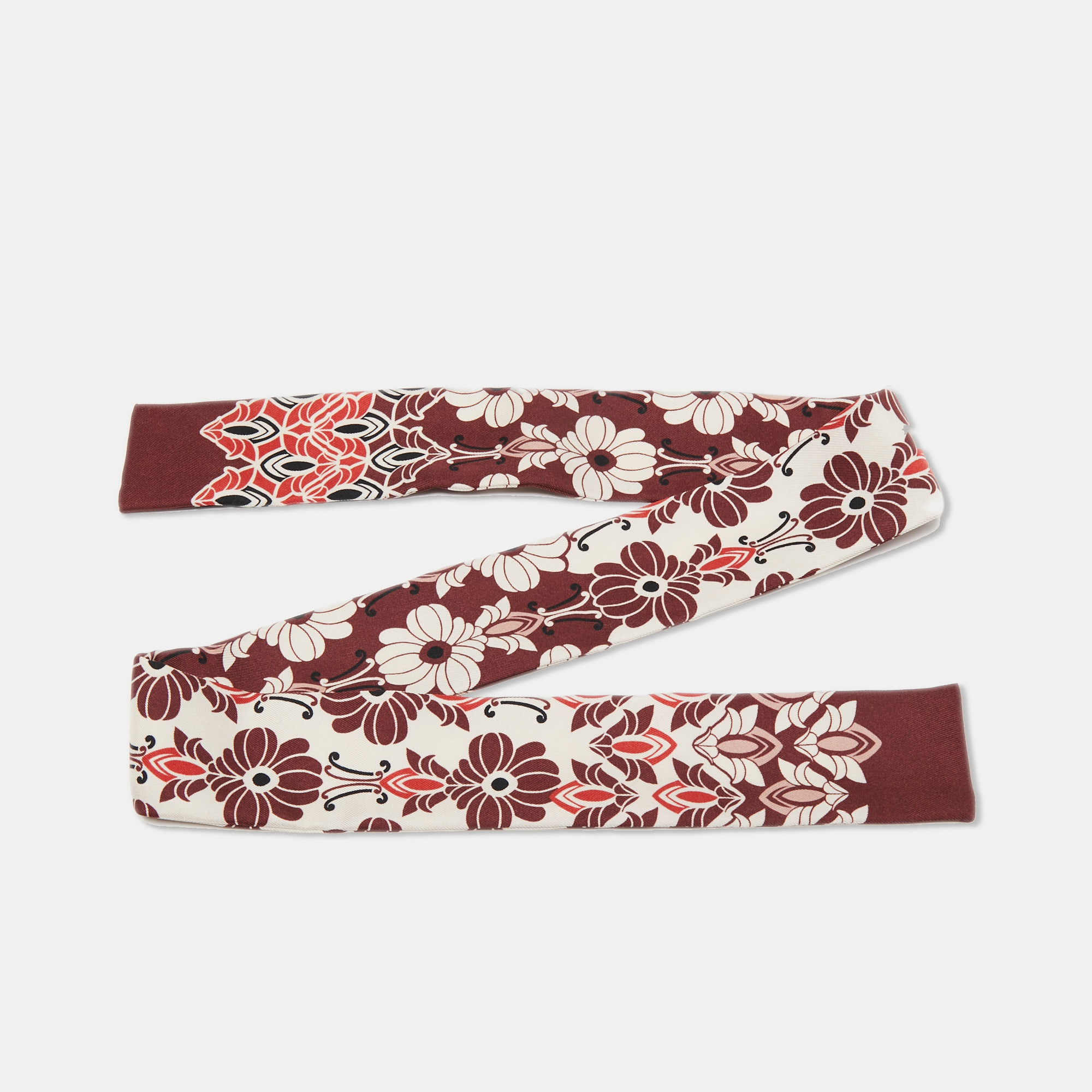 

Loro Piana Brick Red Floral Printed Silk Neck Scarf