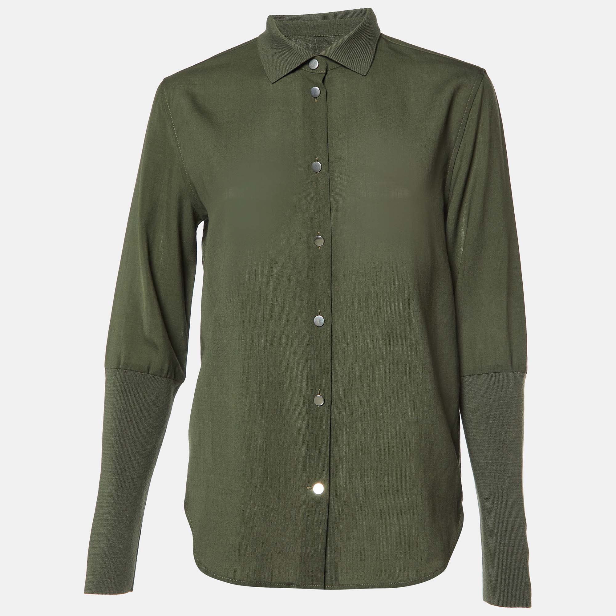 

Loro Piana Sencha Green Wool & Knit Leela Shirt M