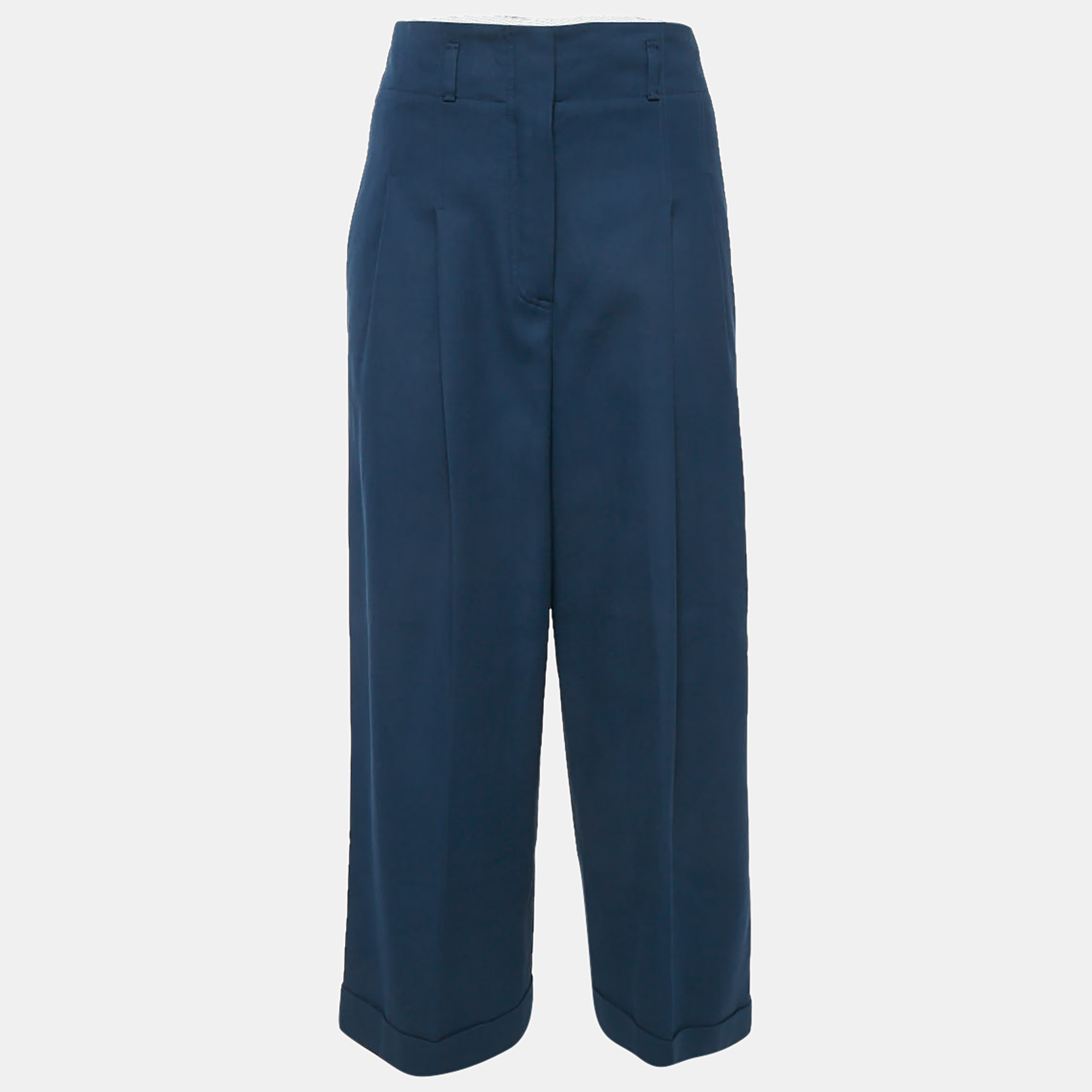 

Loro Piana Blue Cotton Pleated Wide Leg Trousers S