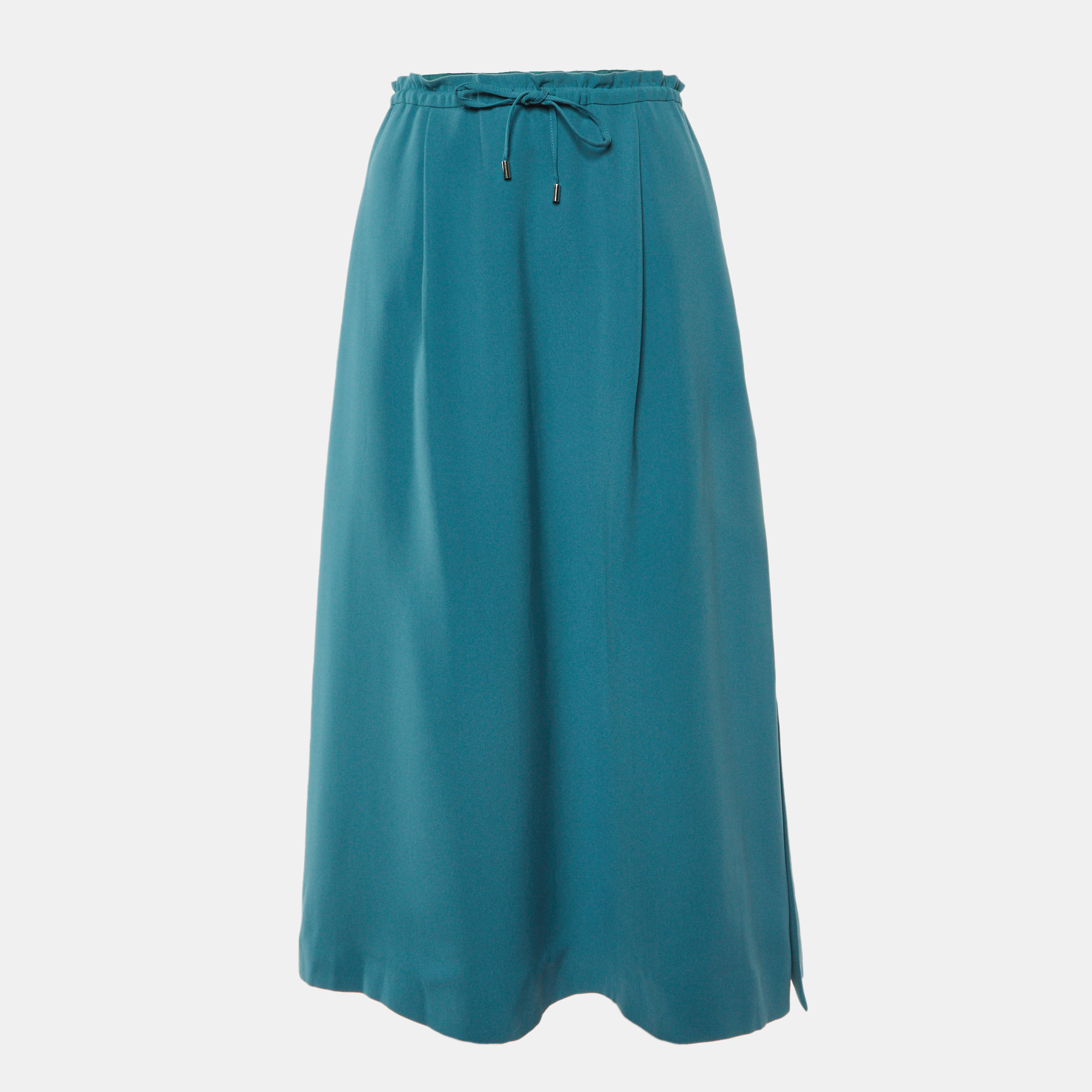 

Loro Piana Teal Silk Midi Skirt S, Green