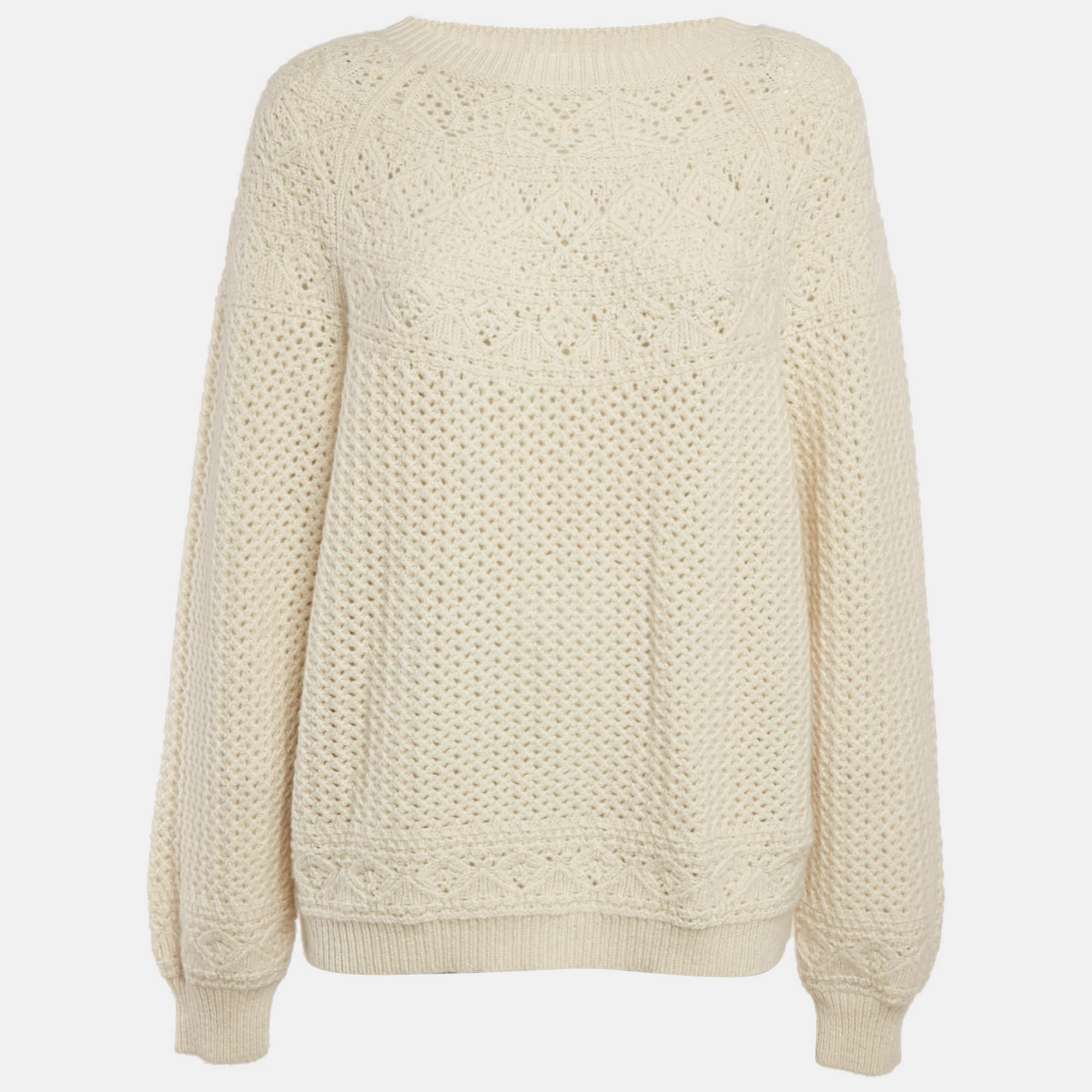 

Loro Piana Cream Cashmere Knit Crewneck Sweater S