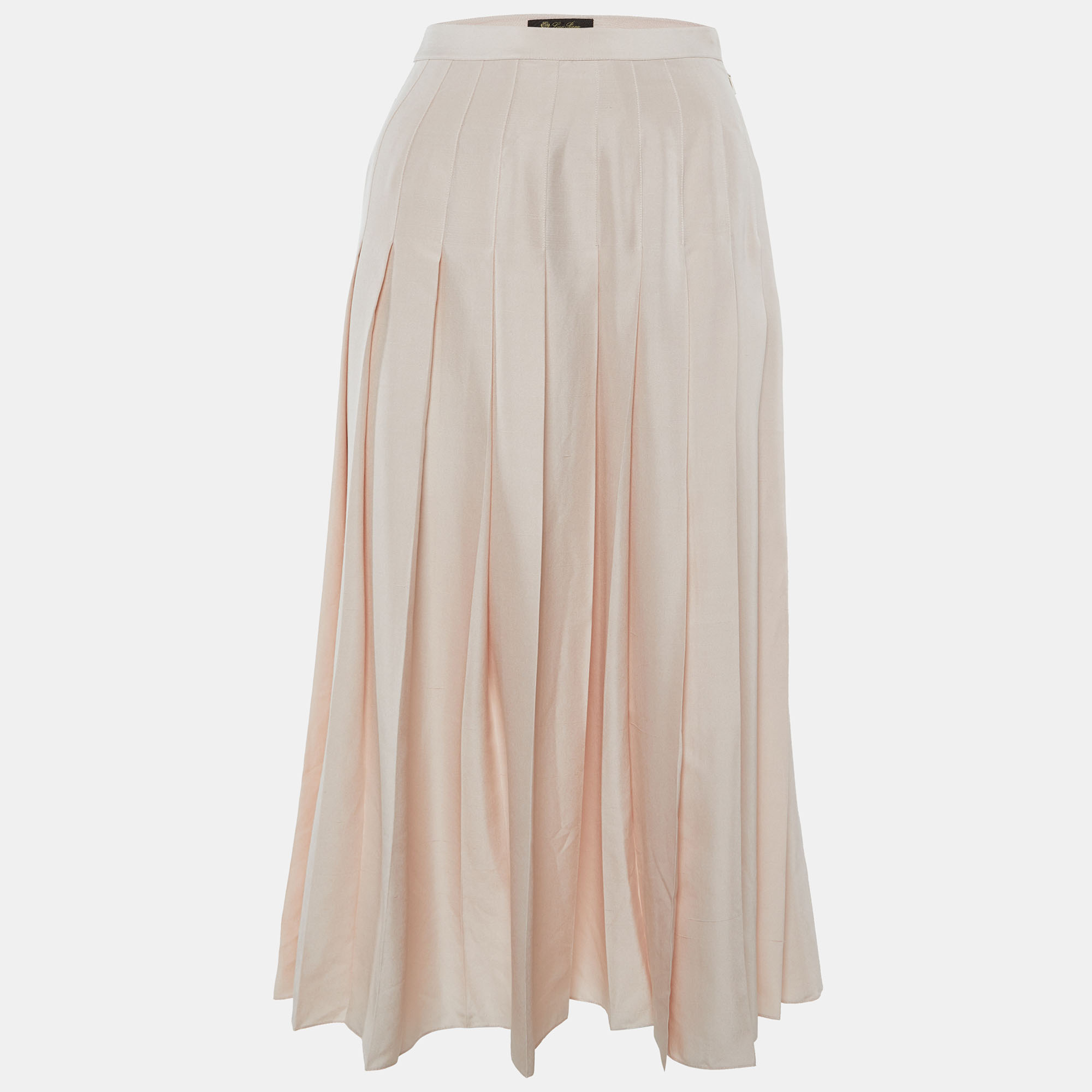 

Loro Piana Pink Silk Pleated Midi Skirt S