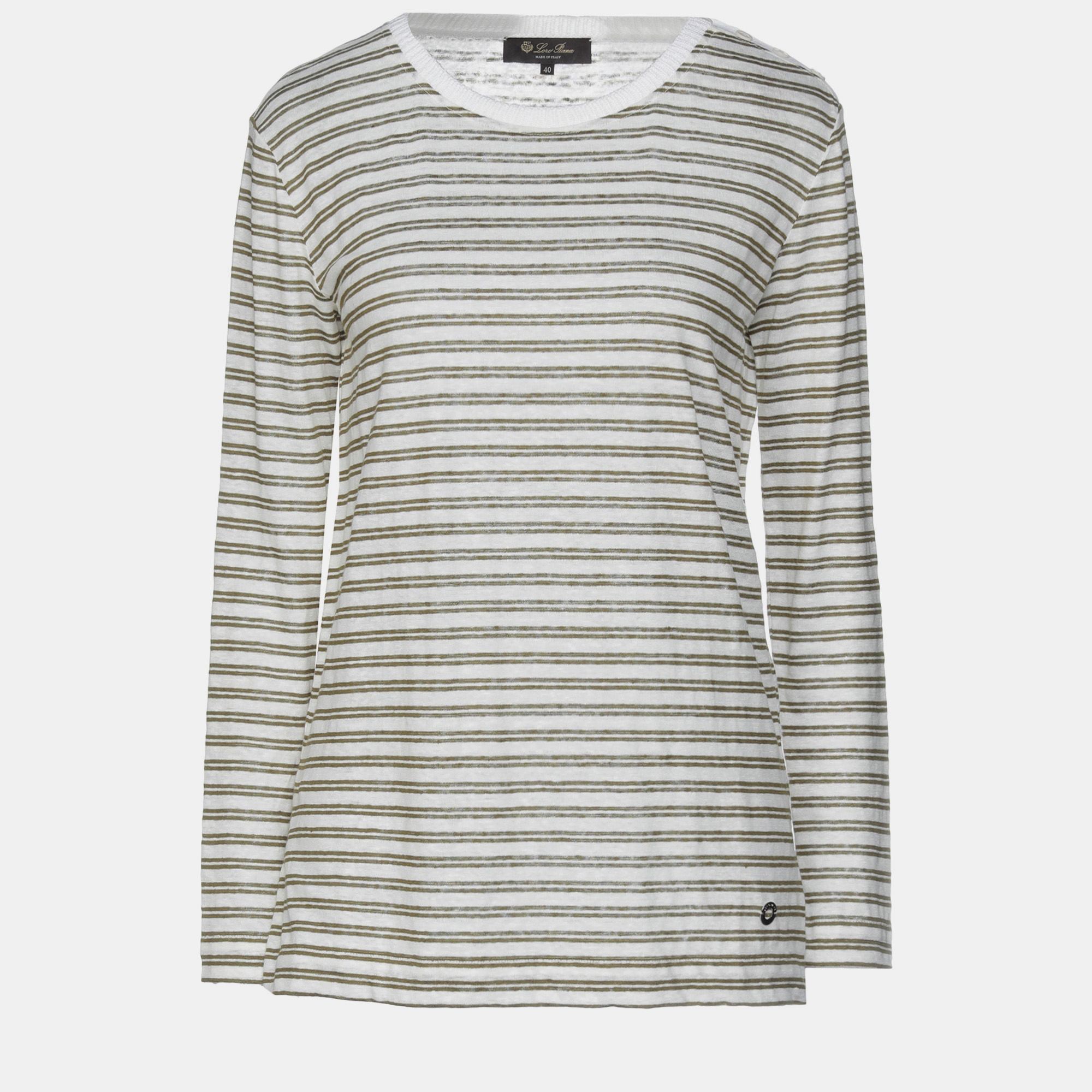 

Loro Piana White Striped Linen Sweater