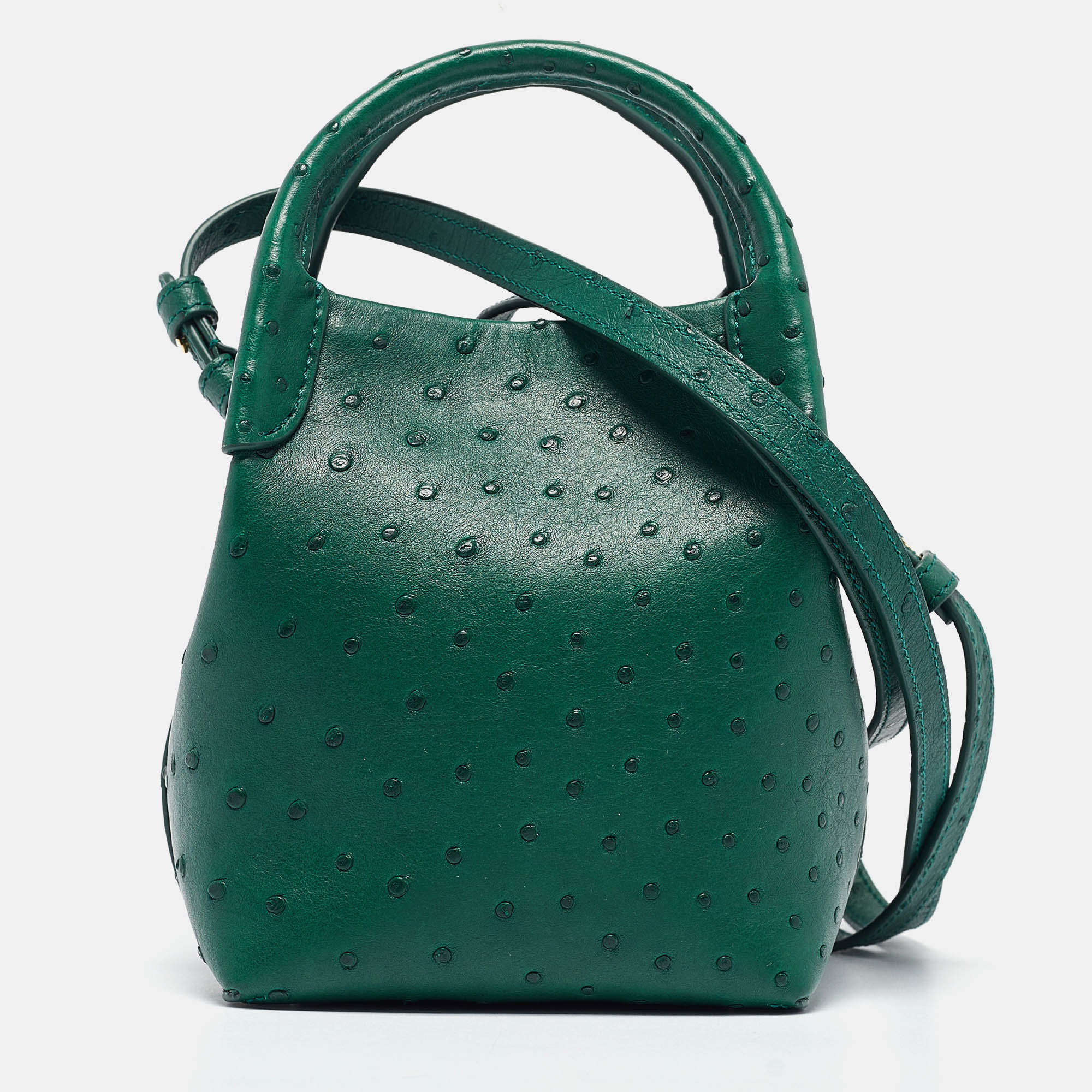 

Loro Piana Green Ostrich Micro Bale Bag