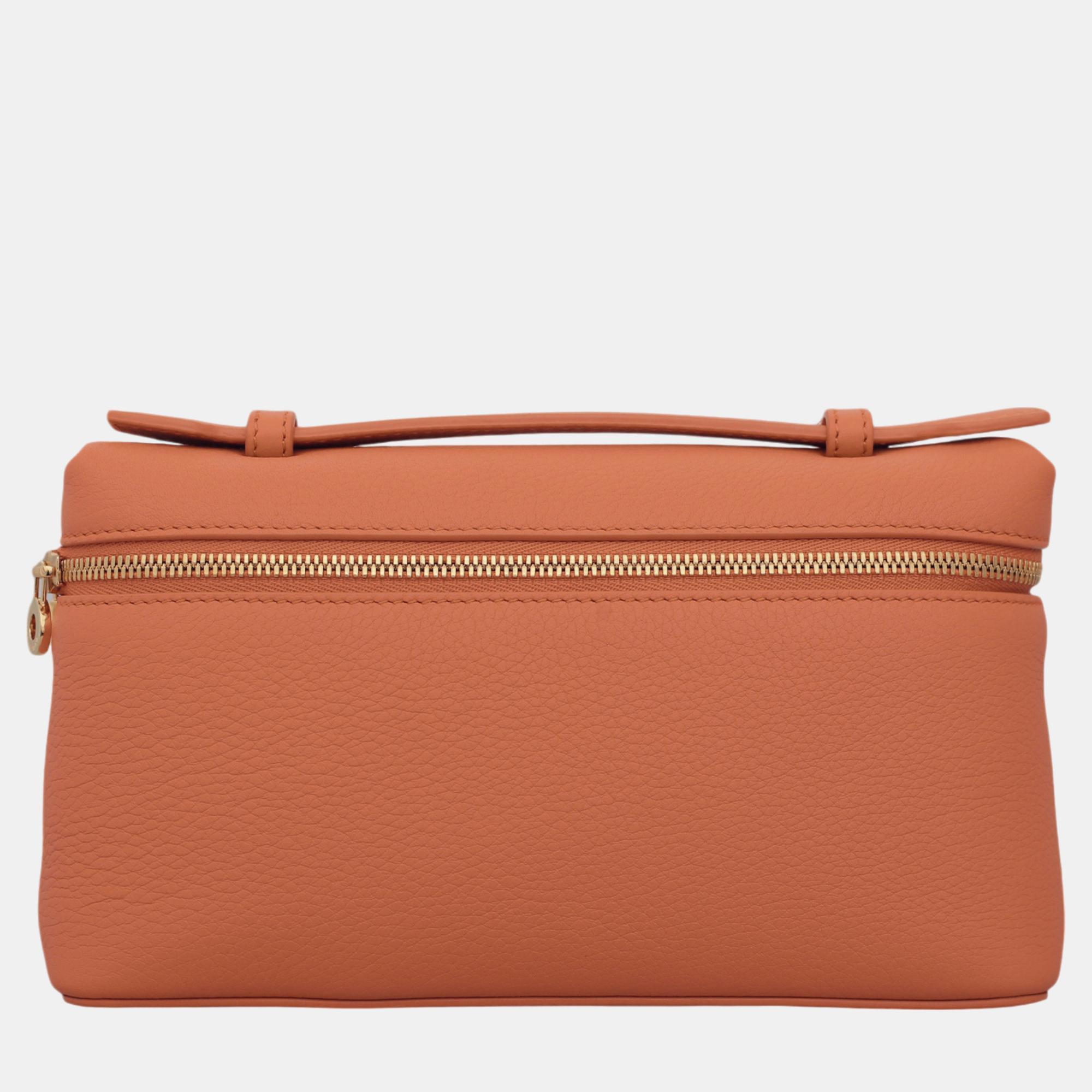 

Loro Piana Cinnamon Orange Calfskin Leather Extra Pocket L19 Bag