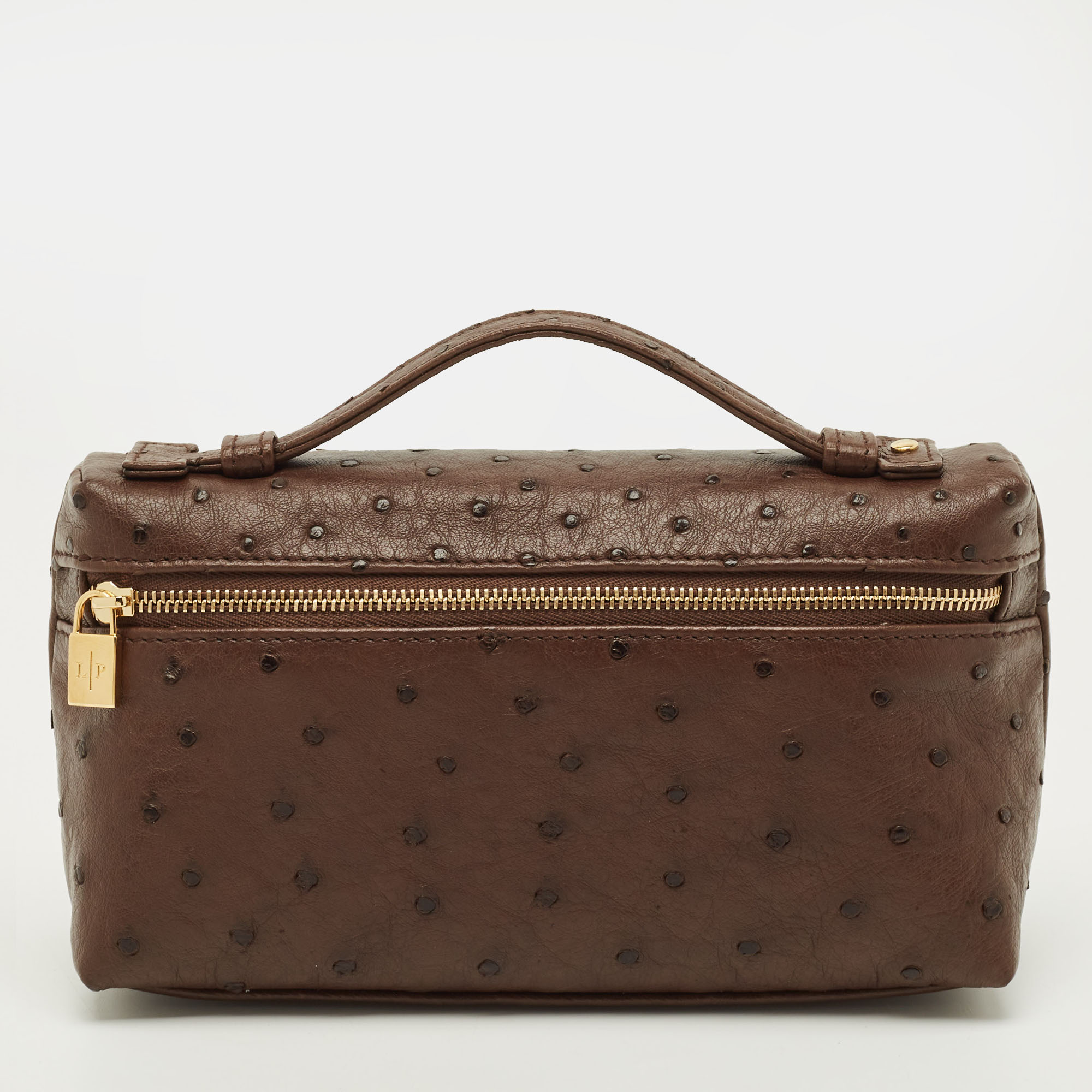 

Loro Piana L19 Brown Ostrich Zip Pouch