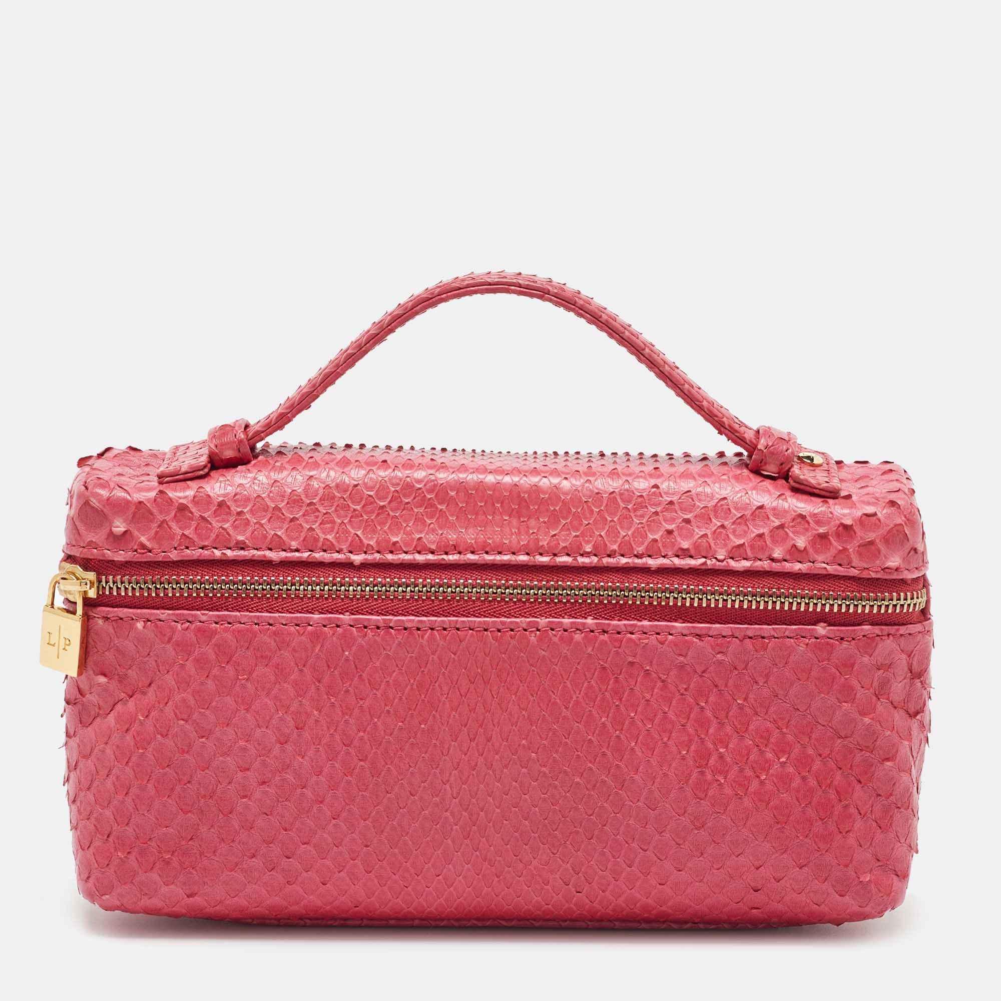 Loro Piana Pink Python Extra Pouch L19 Clutch