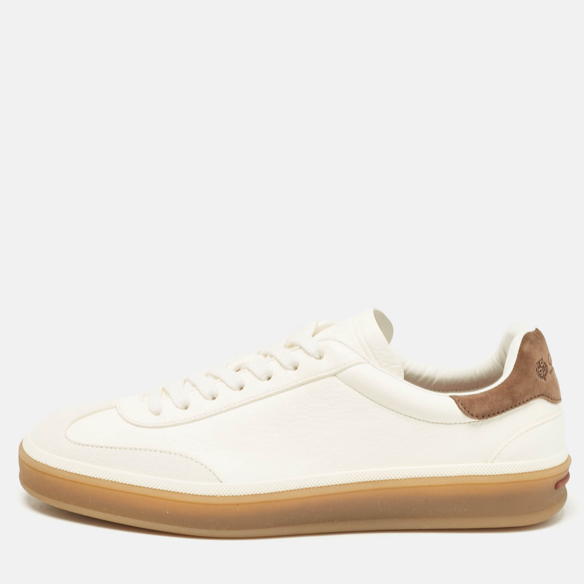 

Loro Piana White Leather and Nubuck Leather Tennis Walk Sneakers Size