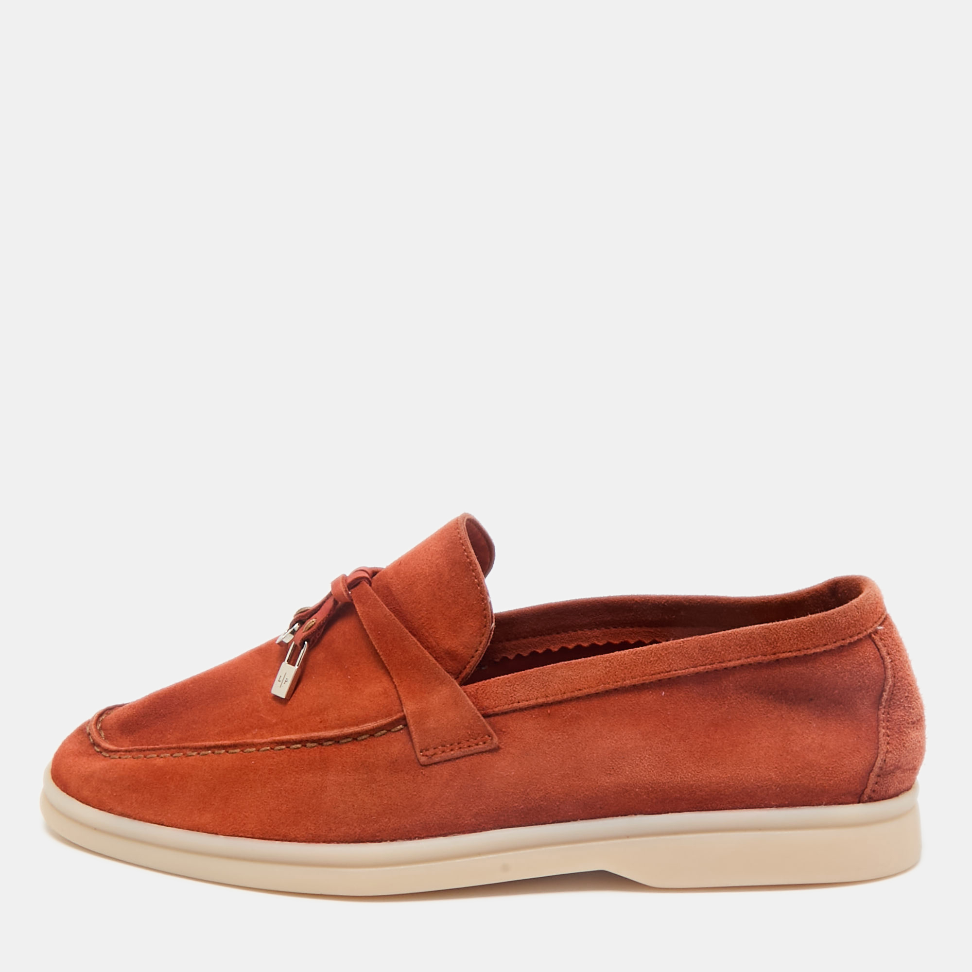 

Loro Piana Orange Suede Summer Charms Walk Loafers Size