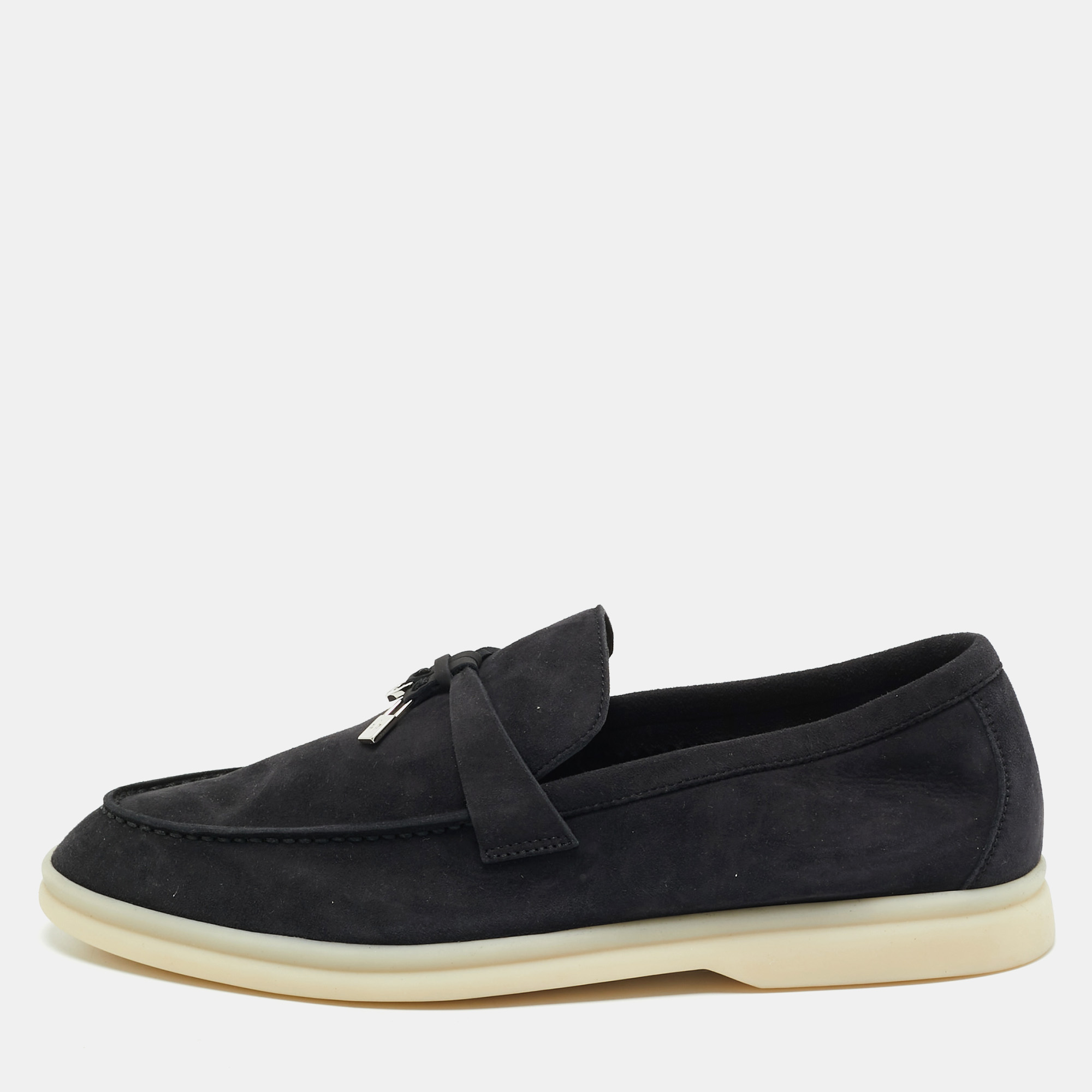 

Loro Piana Black Suede Summer Charms Walk Loafers Size