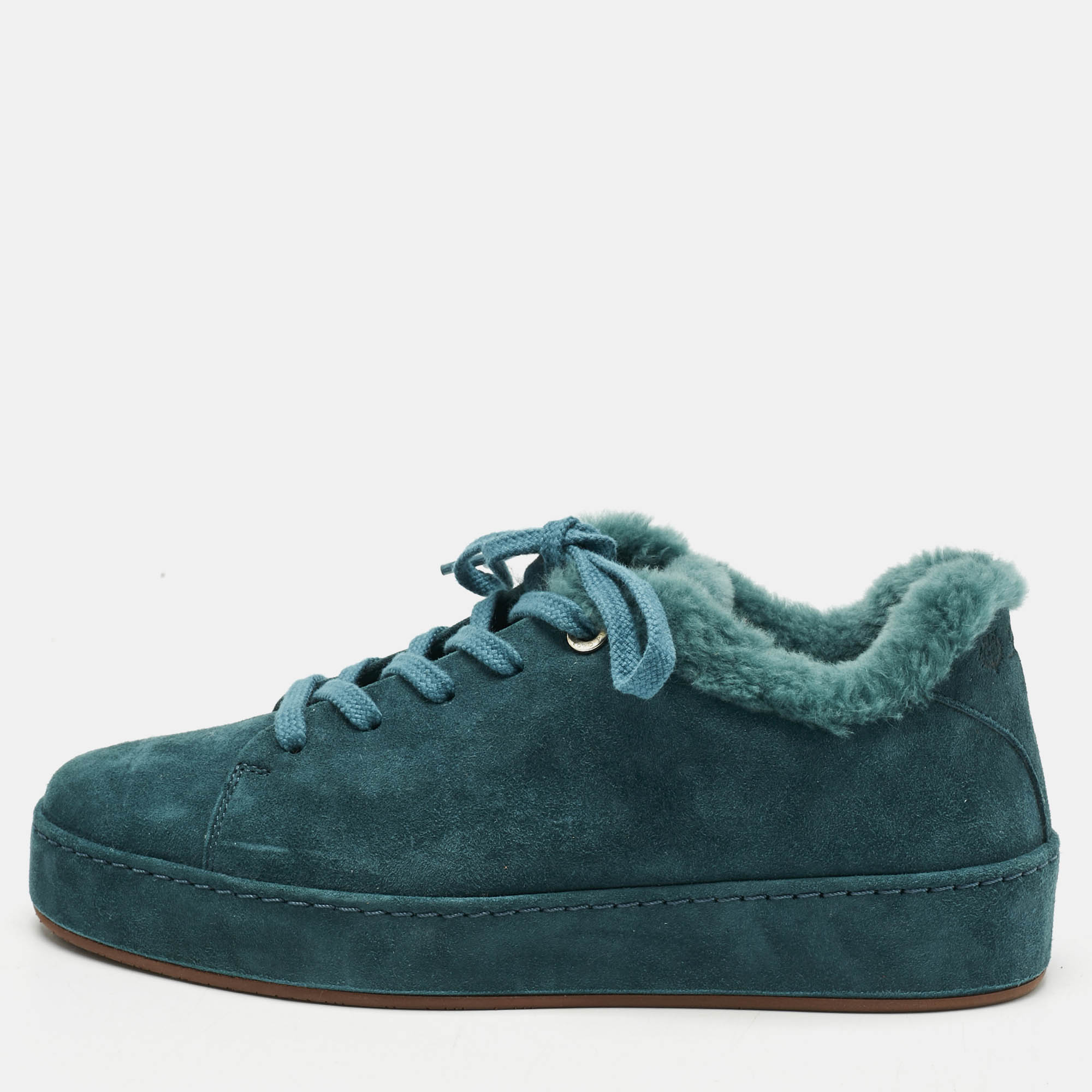

Loro Piana Teal Green Suede and Fur Winter Nuages Sneakers Size