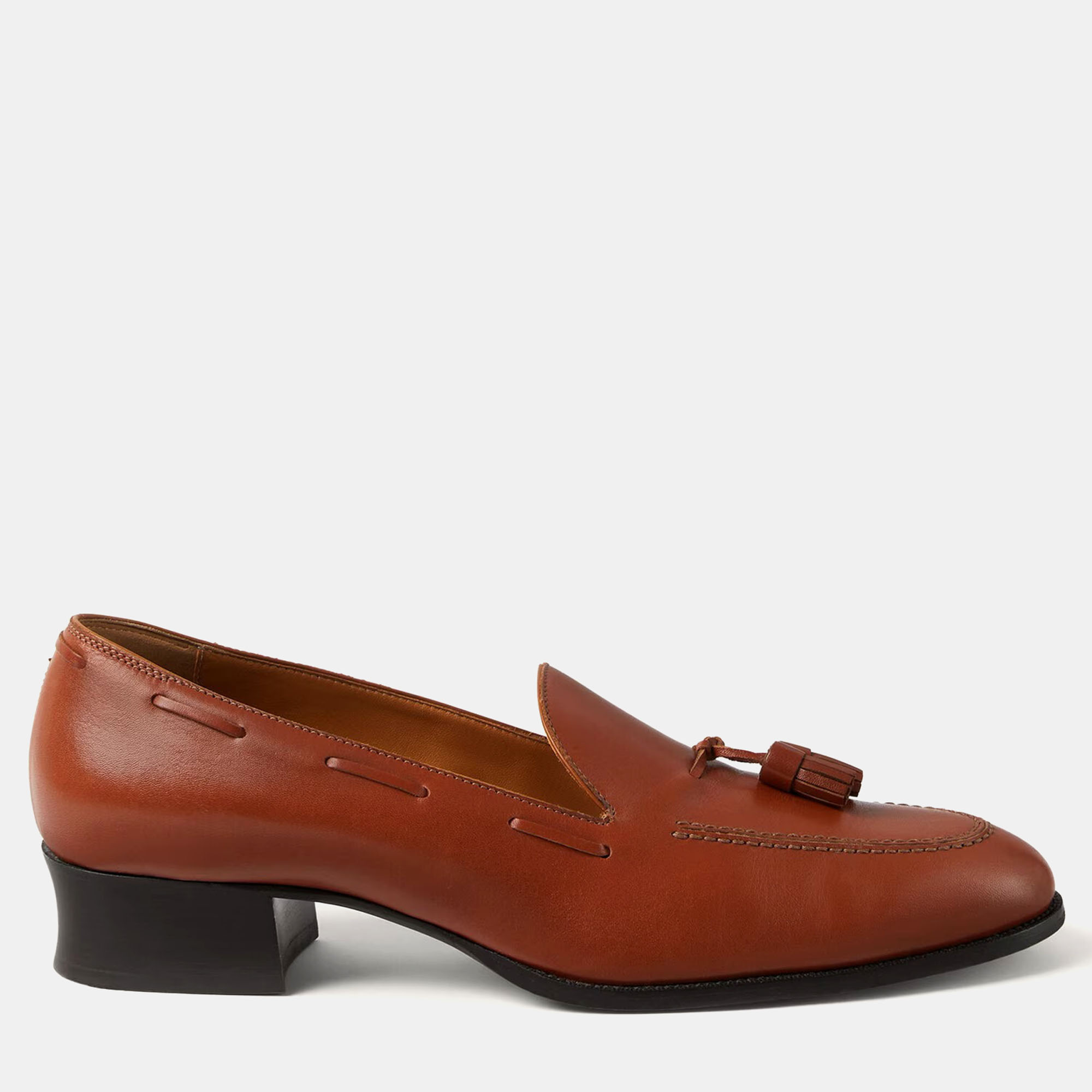 

Loro Piana Serge Tassel  Glazed Honey Calfskin Loafer, Brown