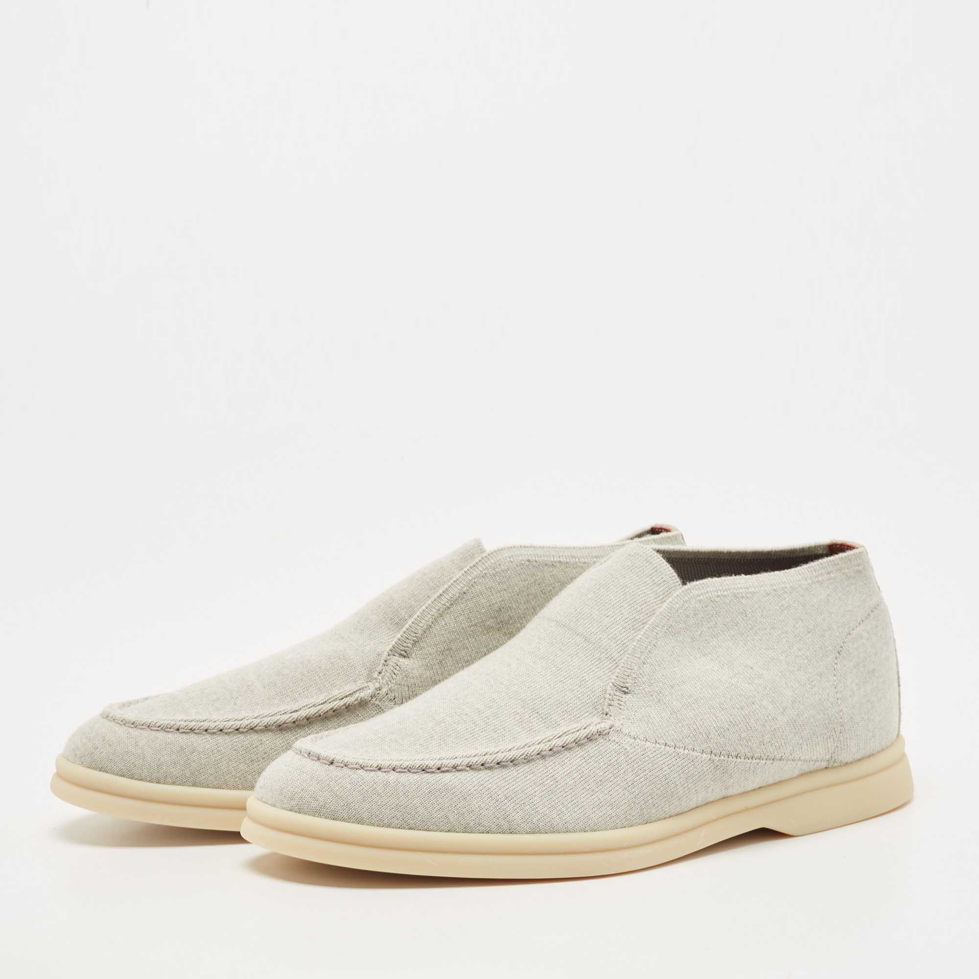 

Loro Piana Grey Knit Fabric Open Walk Slip on Loafers Size