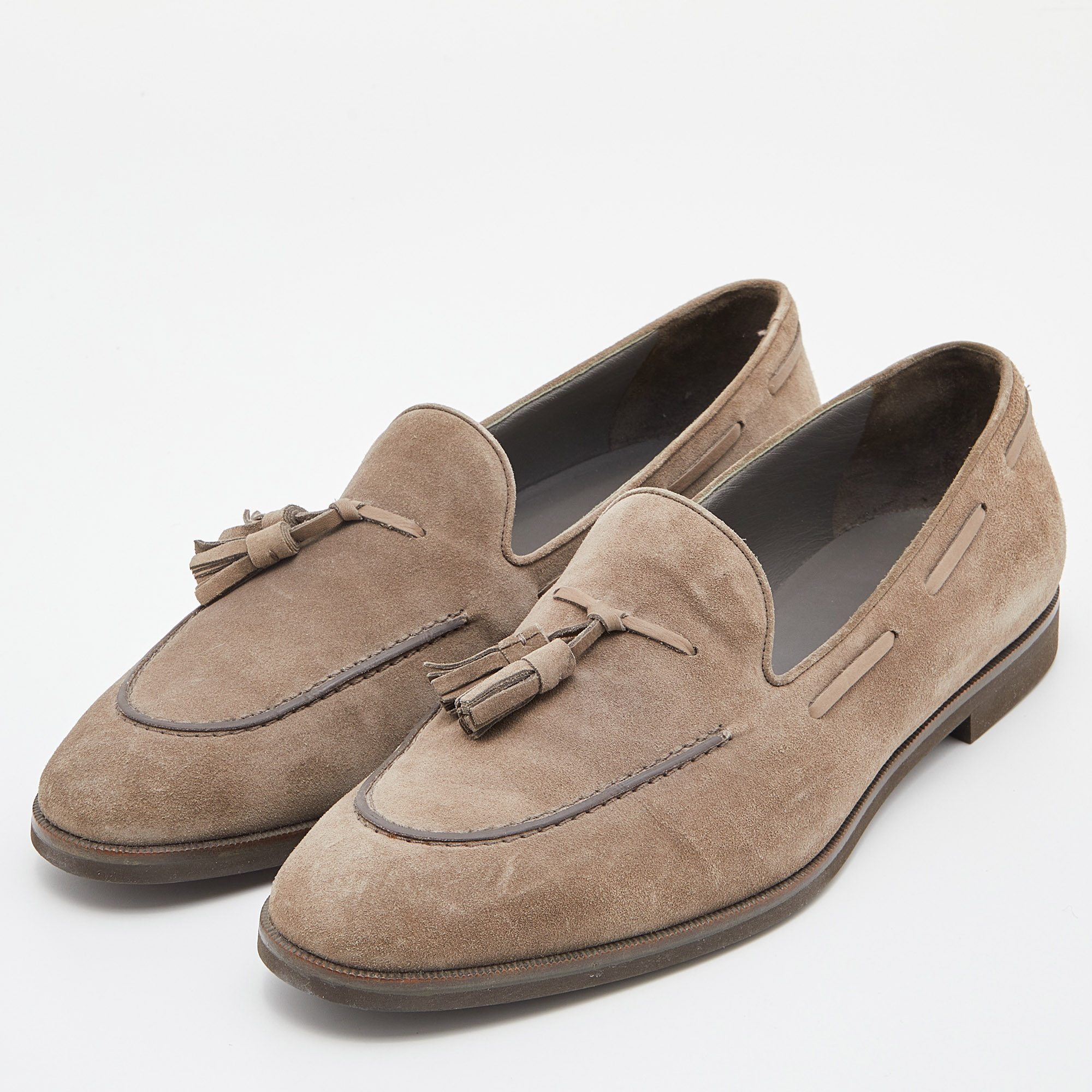

Loro Piana Grey Suede Tassel Slip On Loafers Size