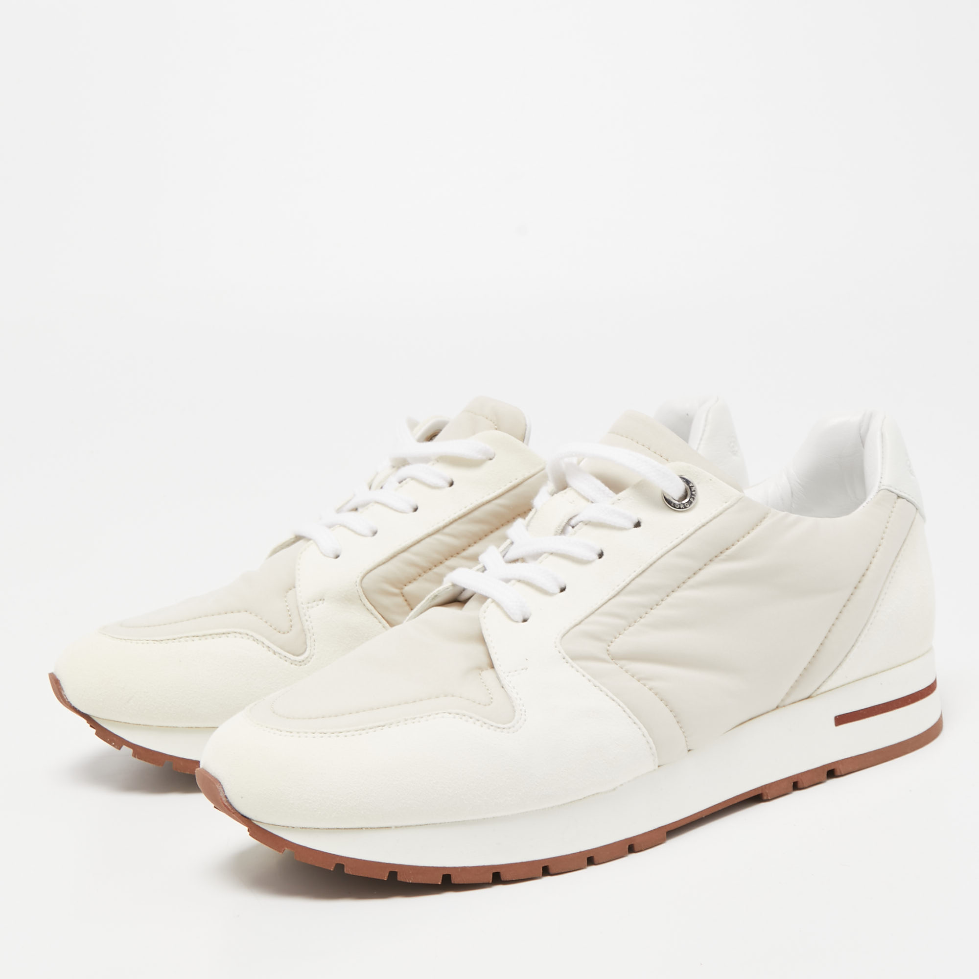 

Loro Piana Two Tone Suede and Neoprene My Wind Sneakers Size, White