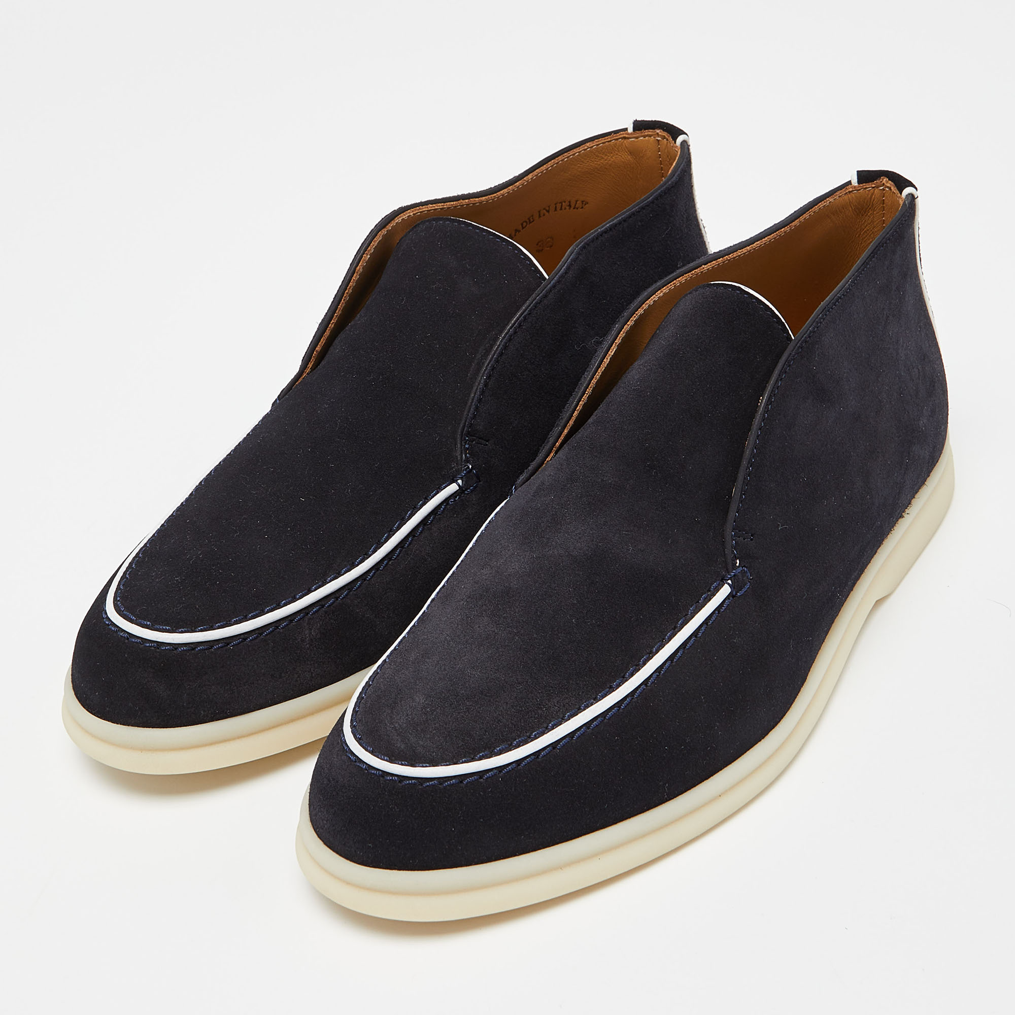 

Loro Piana Black/White Suede Open Walk Boots Size