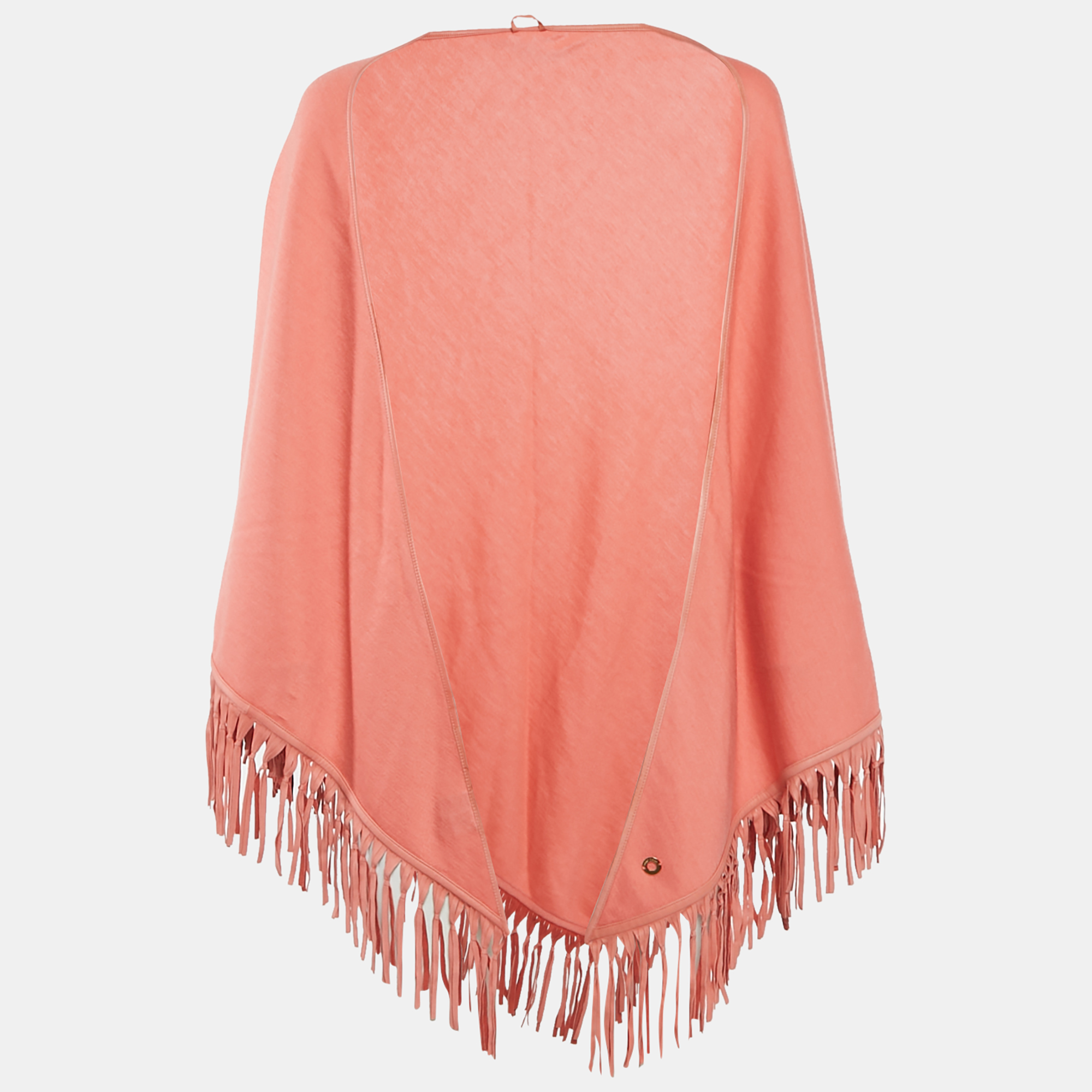 

Loro Piana Pink Cashmere and Leather Fringe Triangle Scarf