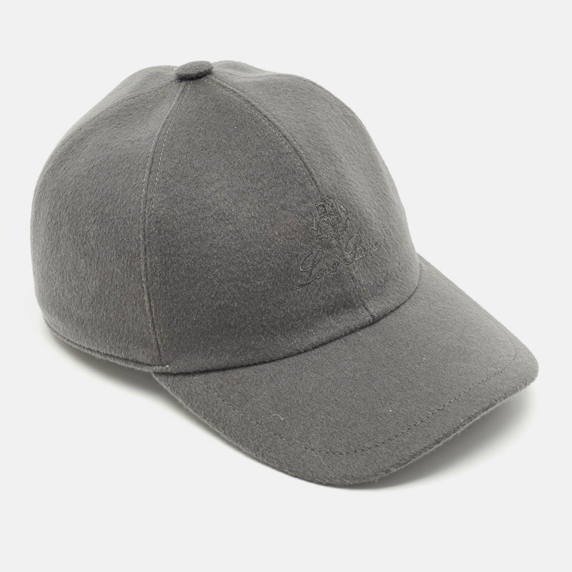 Pre-owned Loro Piana Grey Cashmere Storm System Baseball Cap S In Brown