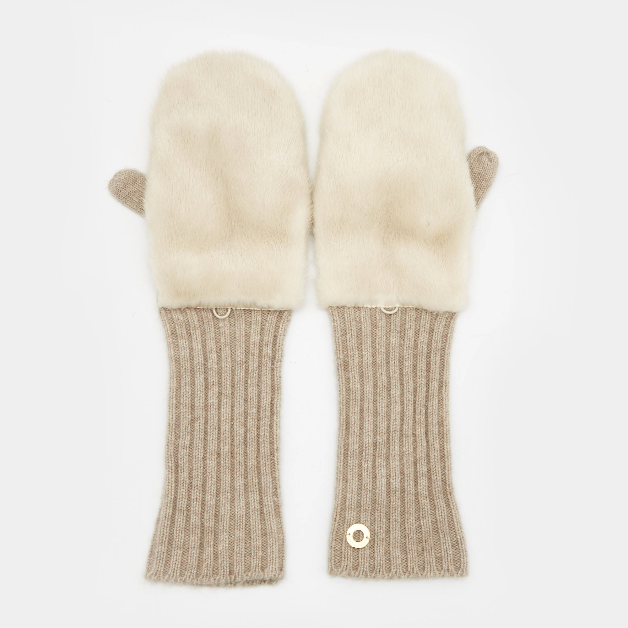 Pre-owned Loro Piana Beige Cashmere And Mink Gloves S