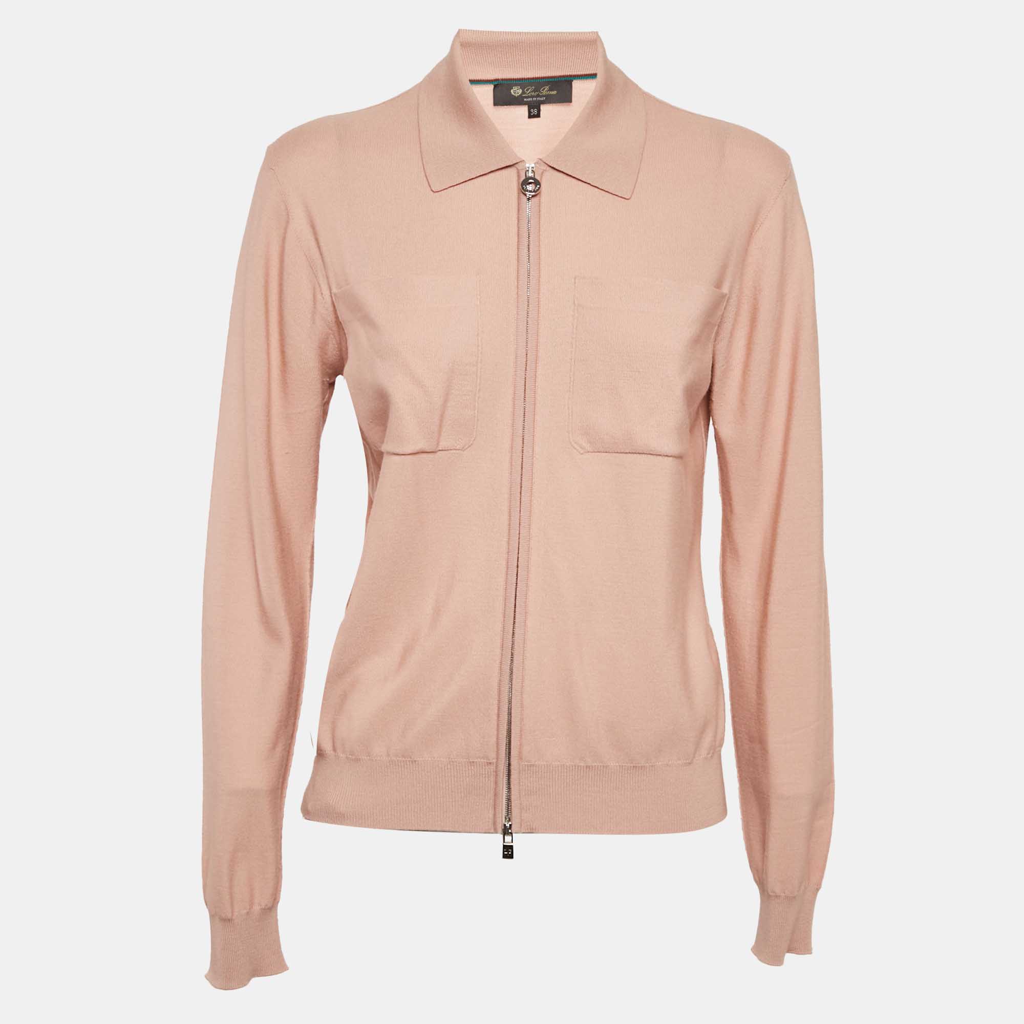 

Loro Piana Pink Wool Valsesia Bomber Jacket S, Beige